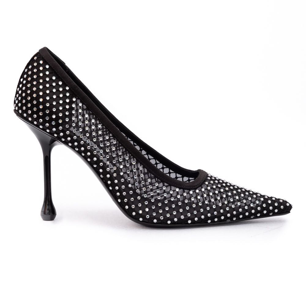 Jimmy Choo Black Mesh Satin Crystal Ixia 95 Pumps