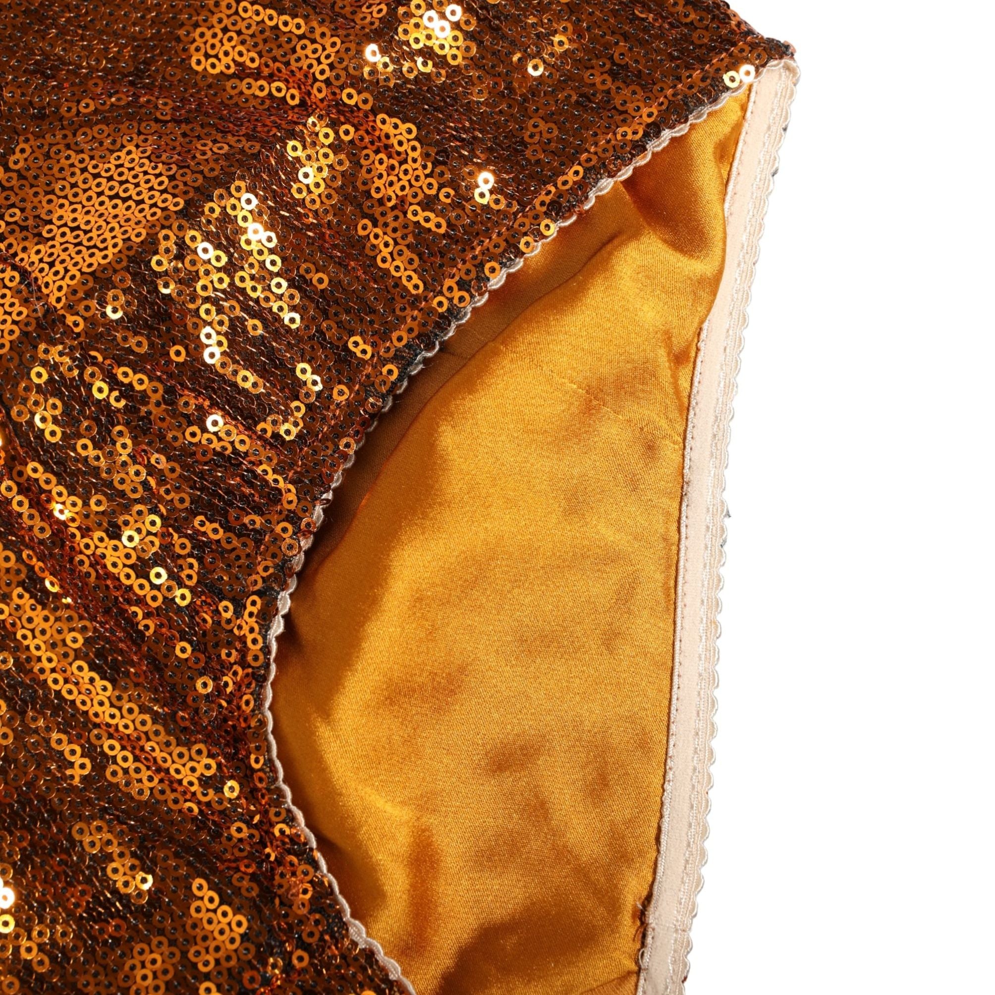 Dolce & Gabbana Orange Sequin Nylon High Waist Girdle Underwear