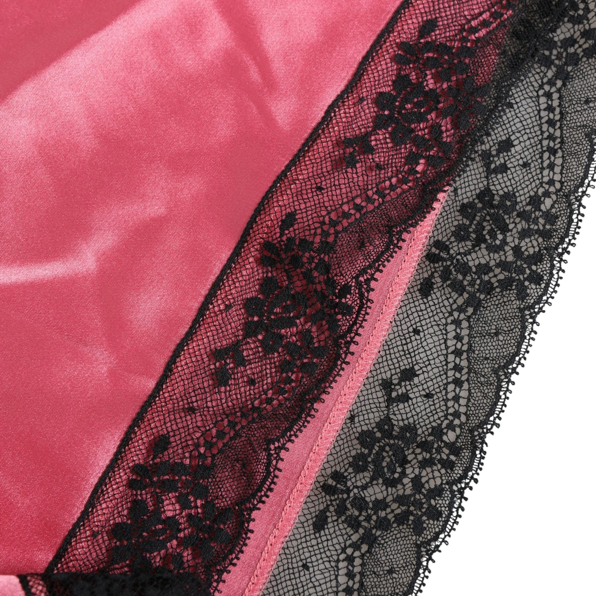 Dolce & Gabbana Pink Silk Satin Lace Trim Pajama Shorts Sleepwear