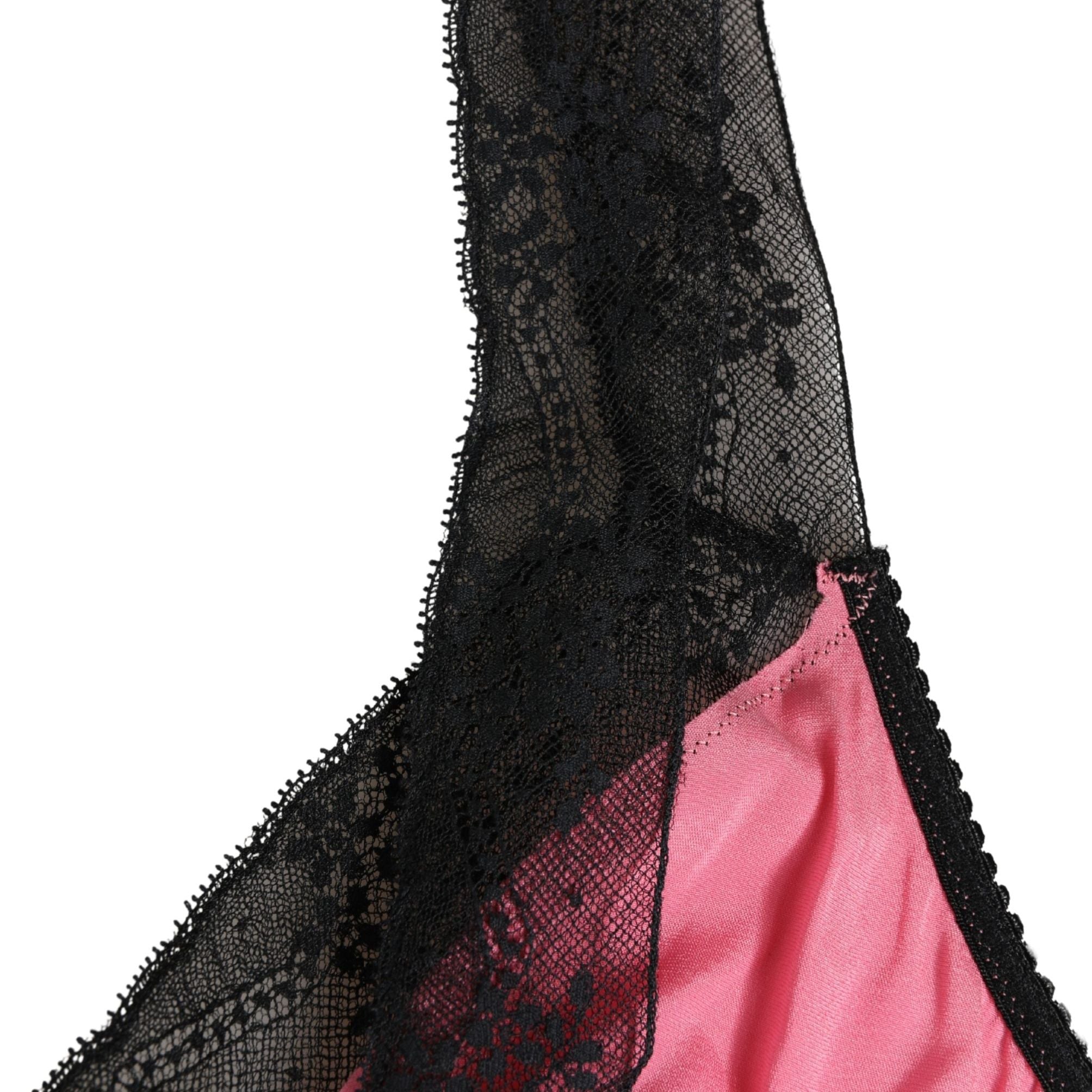 Dolce & Gabbana Pink Silk Satin Lace Trim Lingerie Top Sleepwear
