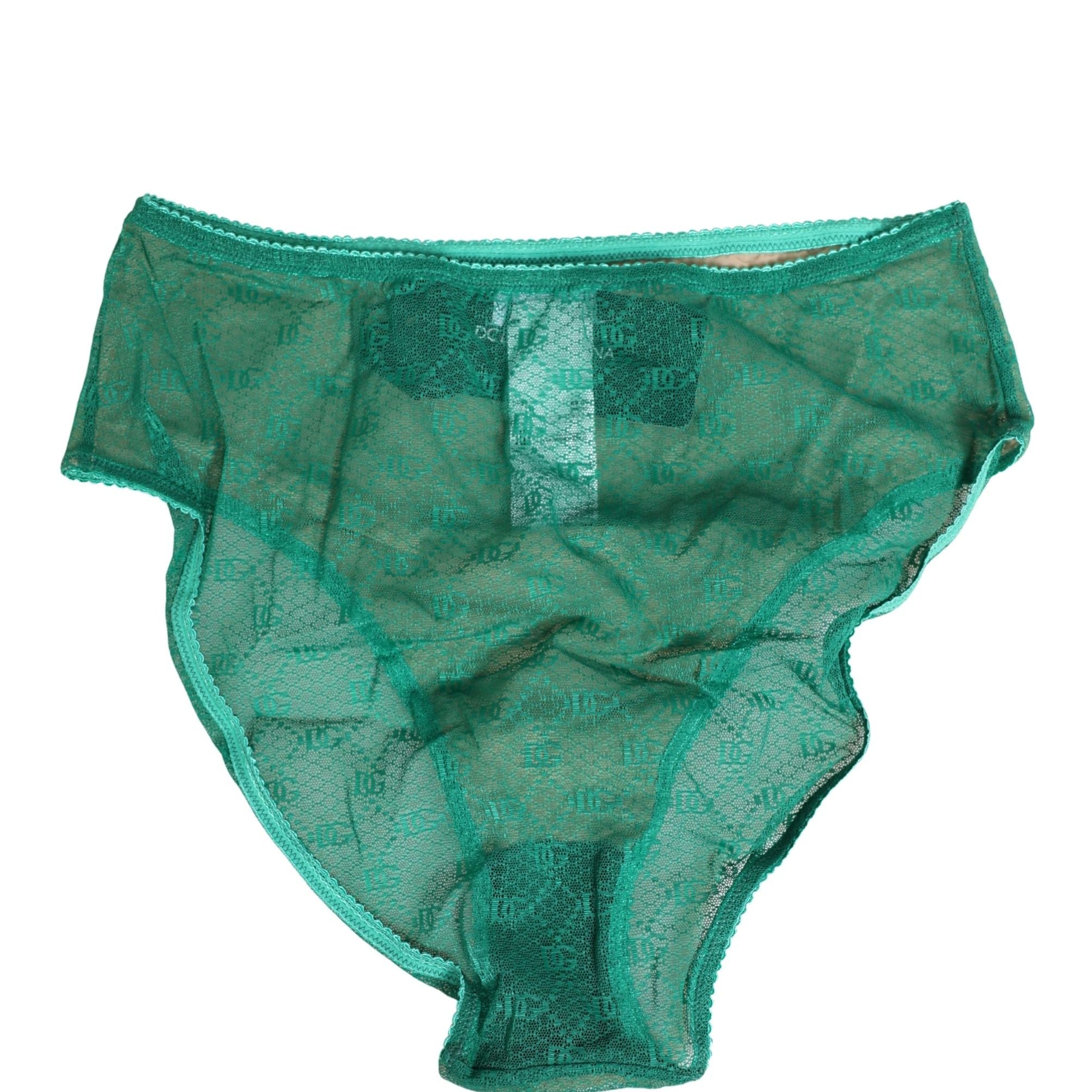 Dolce & Gabbana Green Lace Nylon DG Lingerie Panty Brief Underwear