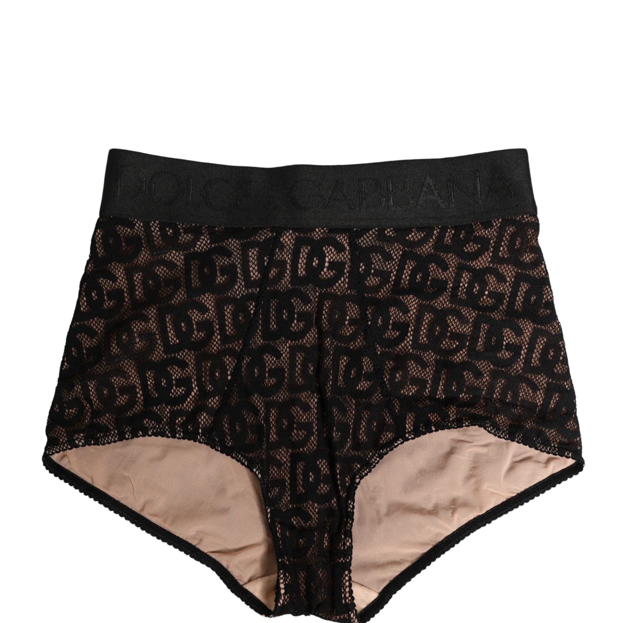 Dolce & Gabbana Black Cotton DG Logo High Waist Girdle Underwear
