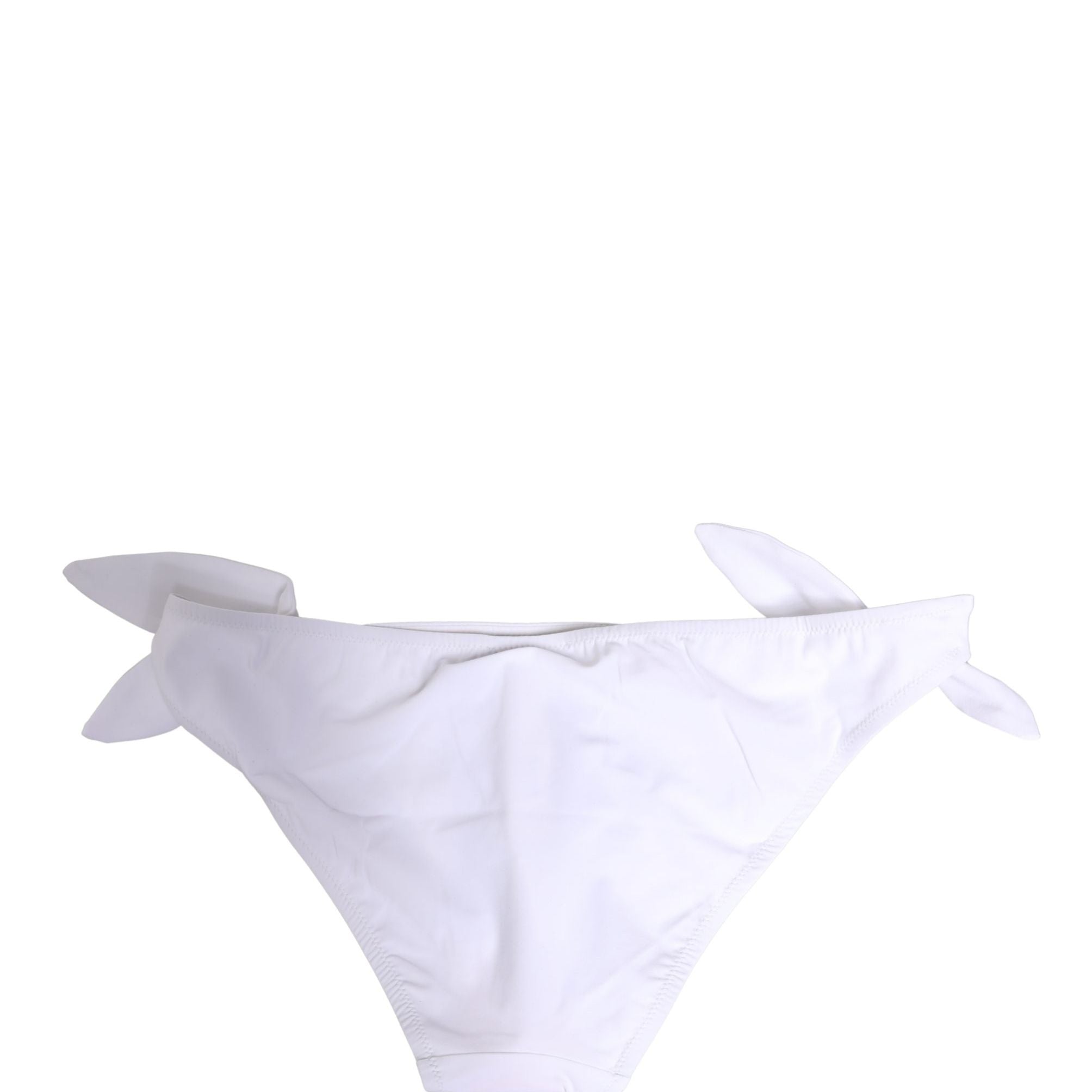 Dolce & Gabbana White Nylon DG Logo Plaque Bikini Bottom Swimwear