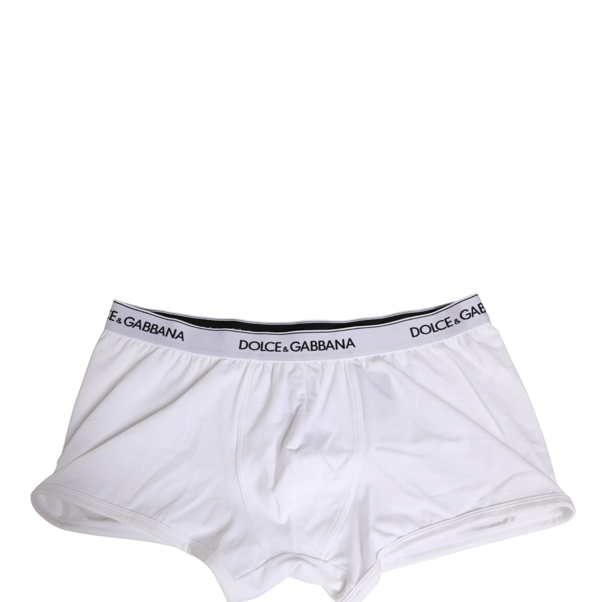 Dolce & Gabbana White Cotton Logo Waistband Regular Boxer Underwear