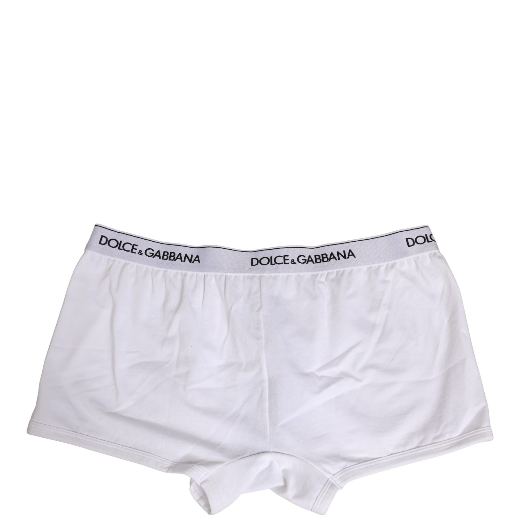 Dolce & Gabbana White Cotton Logo Waistband Regular Boxer Underwear