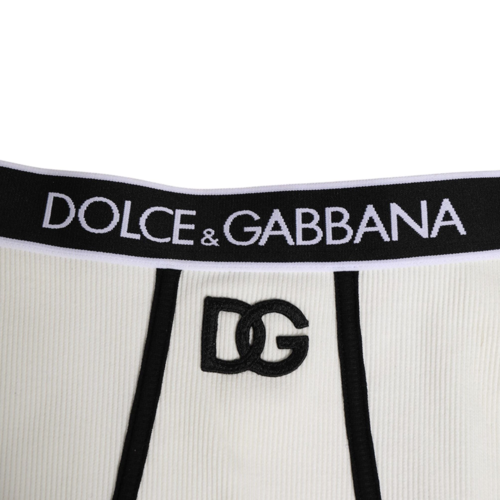Dolce & Gabbana White Cotton Logo Waistband Culotte Underwear