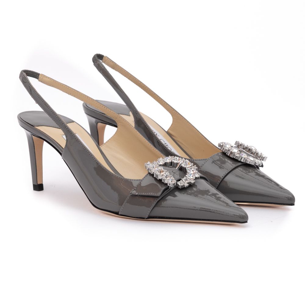 Jimmy Choo Storm Grey Patent Leather Chery SB 65 Pumps