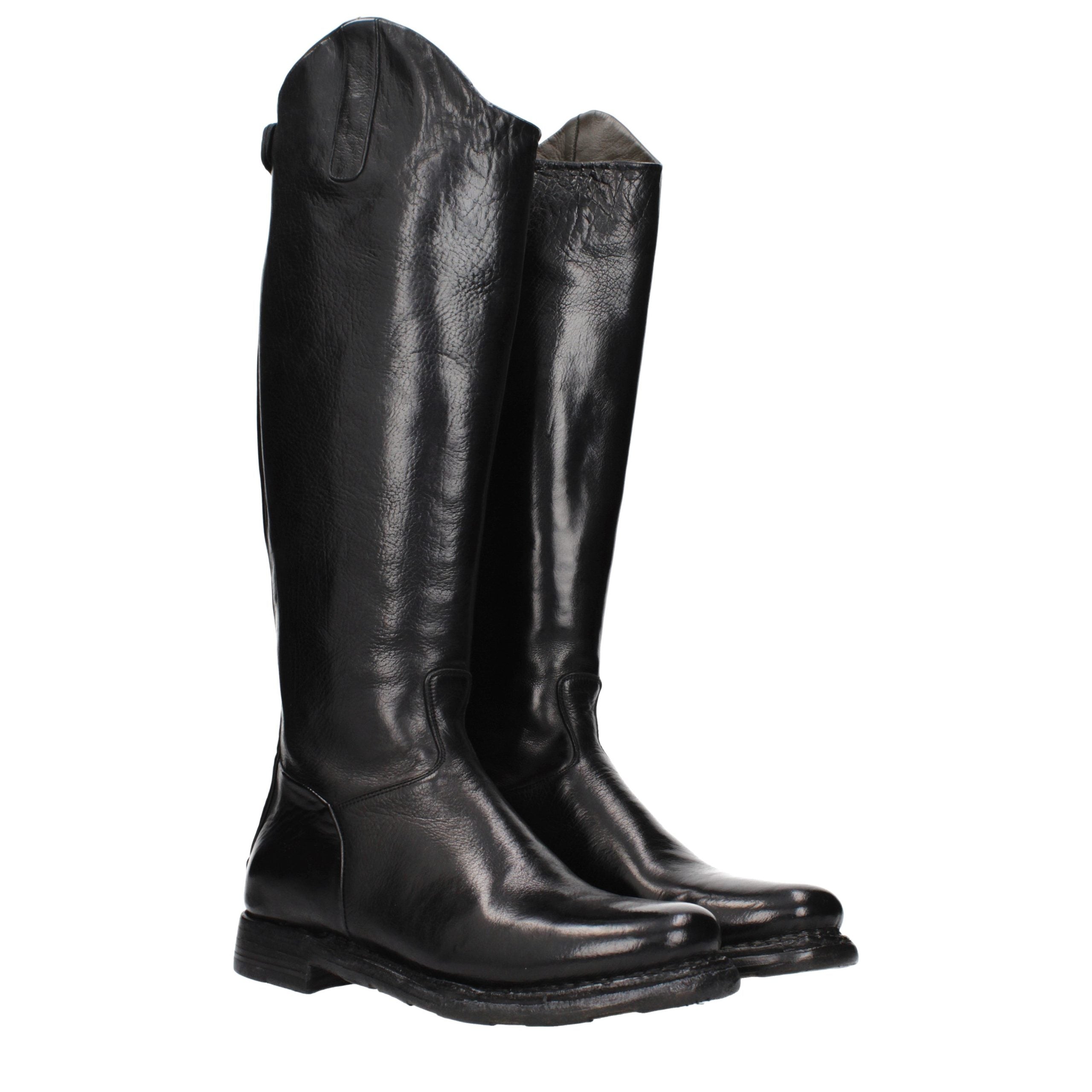 Eleventy Black Leather Over The Knee