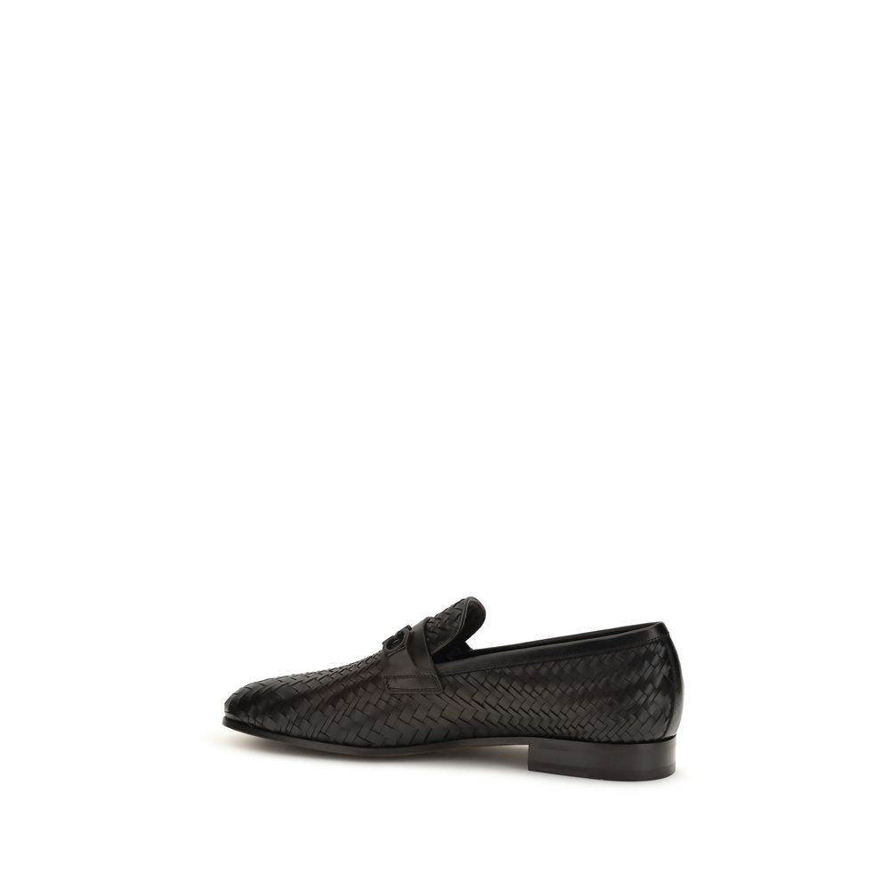 Ferragamo Brown Calf Leather Bos Taurus Slip-On Loafers