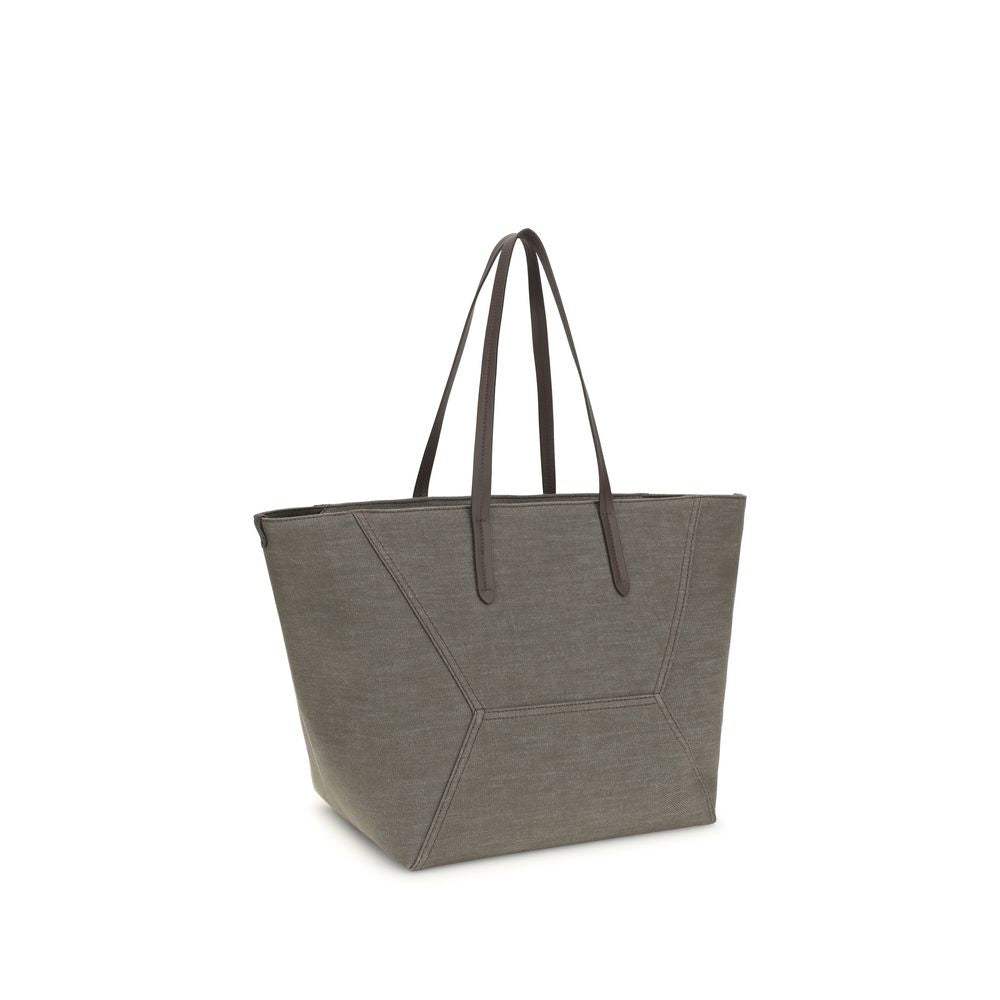 Brunello Cucinelli Brown Cotton Shoulder Bag