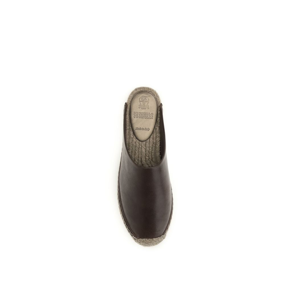 Brunello Cucinelli Brown Calf Leather Bos Taurus Espadrilles