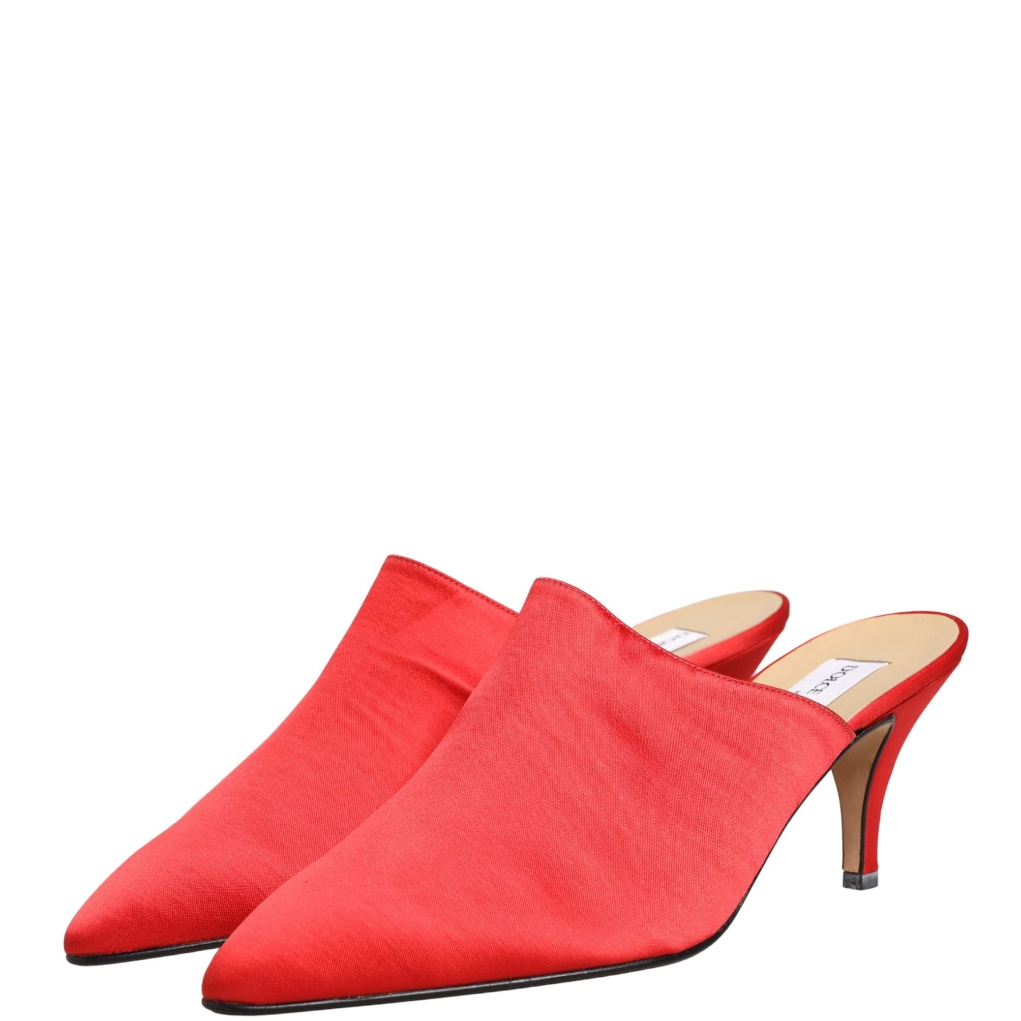 Dolce & Gabbana Red Suede Heel Mule Shoes