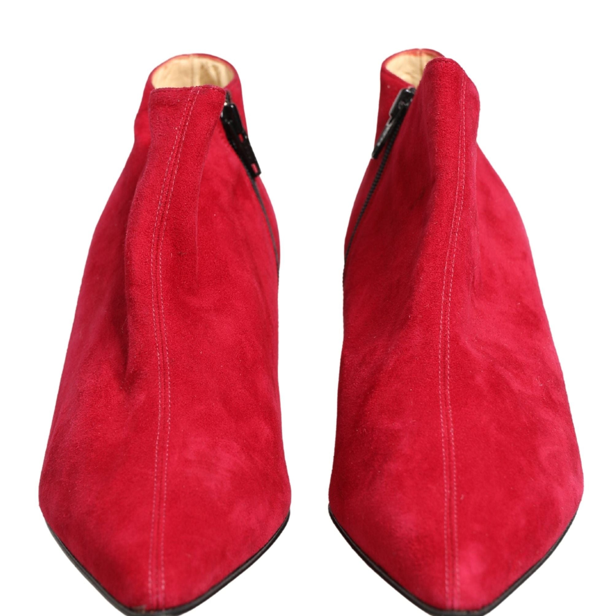 Dolce & Gabbana Red Suede Ankle Boots Shoes