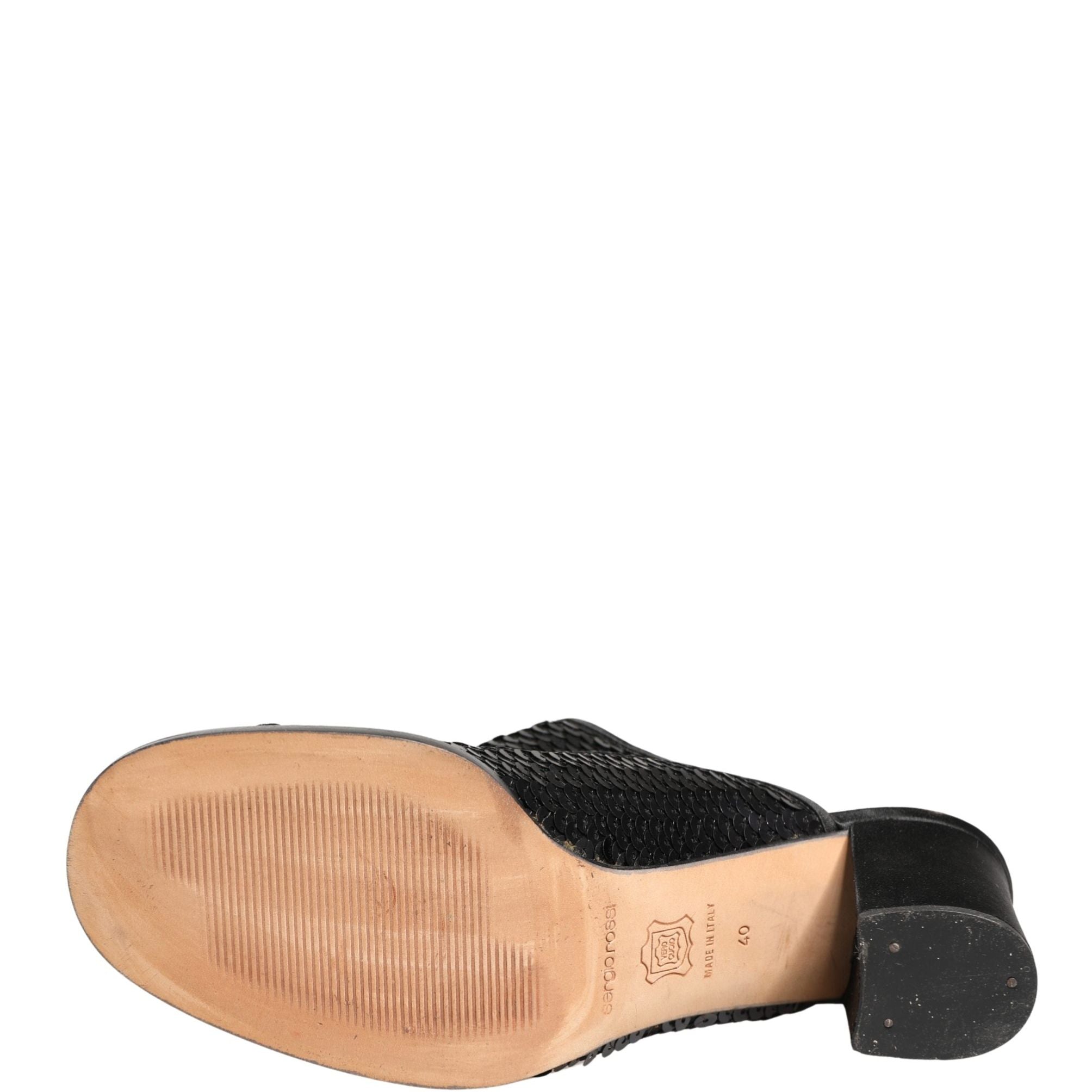 Dolce & Gabbana Black Sequined Mules Shoes