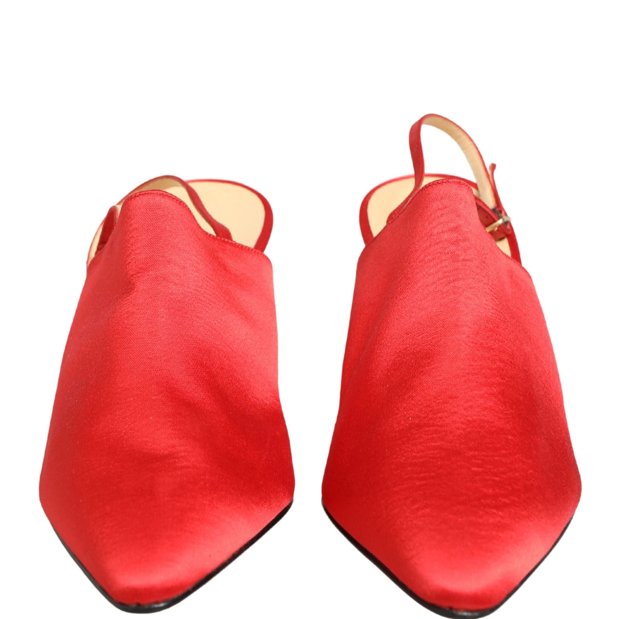 Dolce & Gabbana Red Suede Heel Slingback Shoes