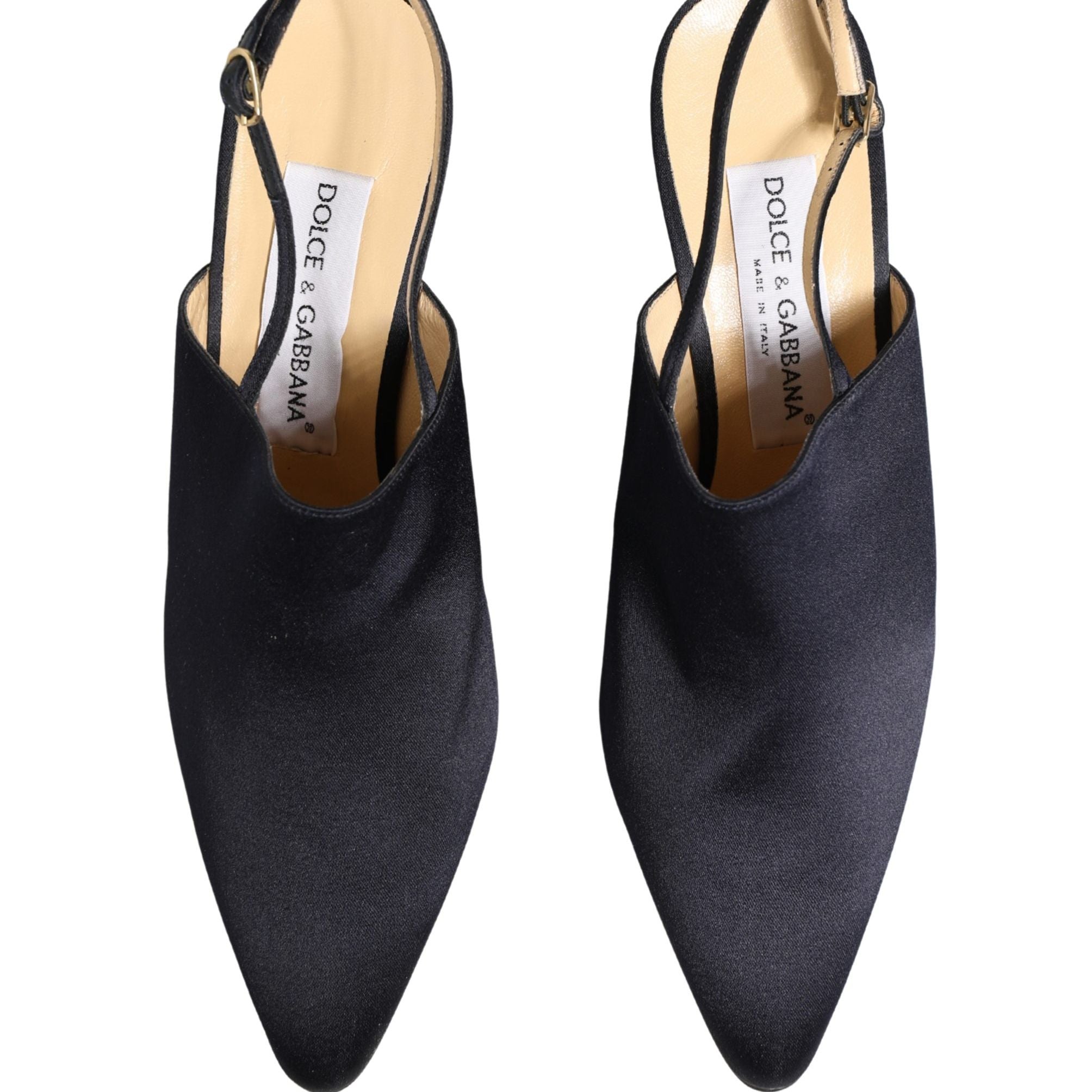Dolce & Gabbana Black Suede Heels Slingbacks Shoes