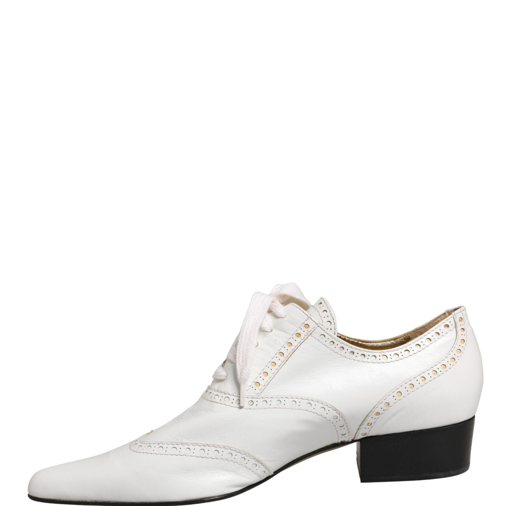 Dolce & Gabbana White Leather Brogue Oxford Lace Up Shoes