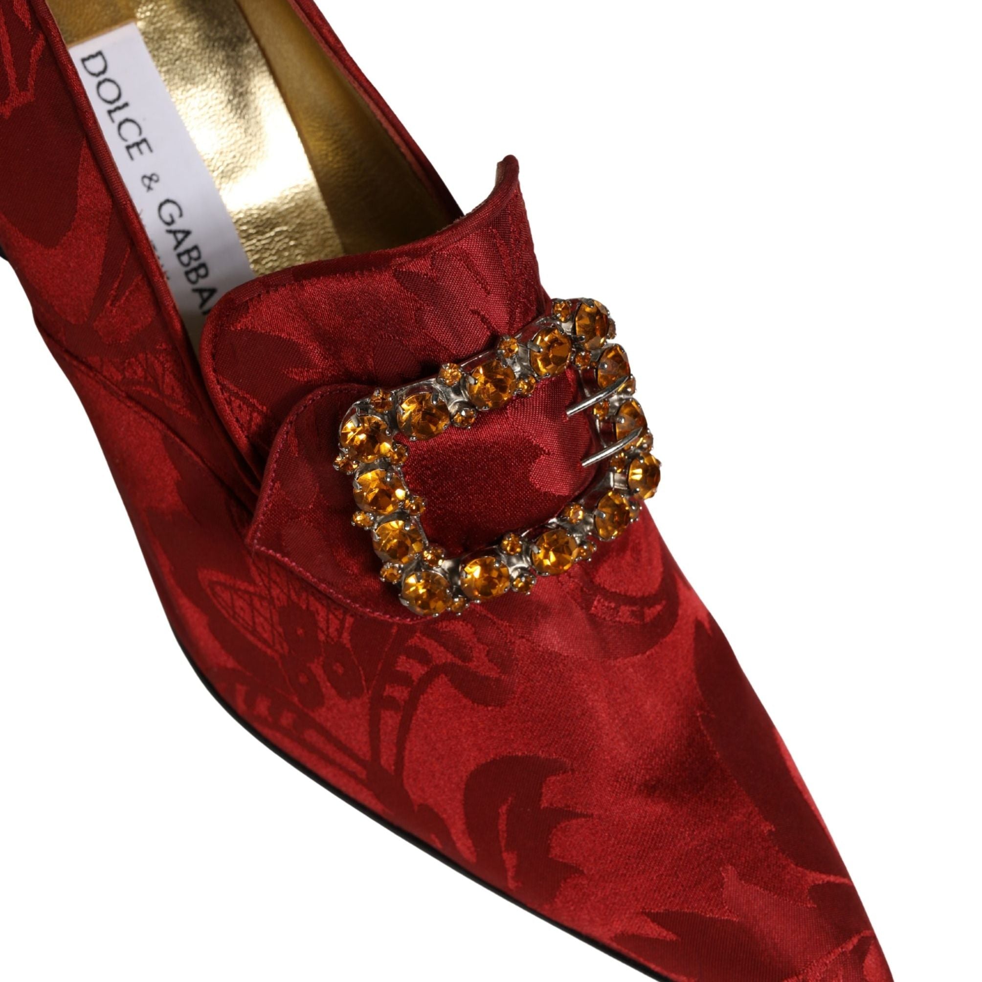 Dolce & Gabbana Red Brocade Crystal High Heel Pumps Shoes