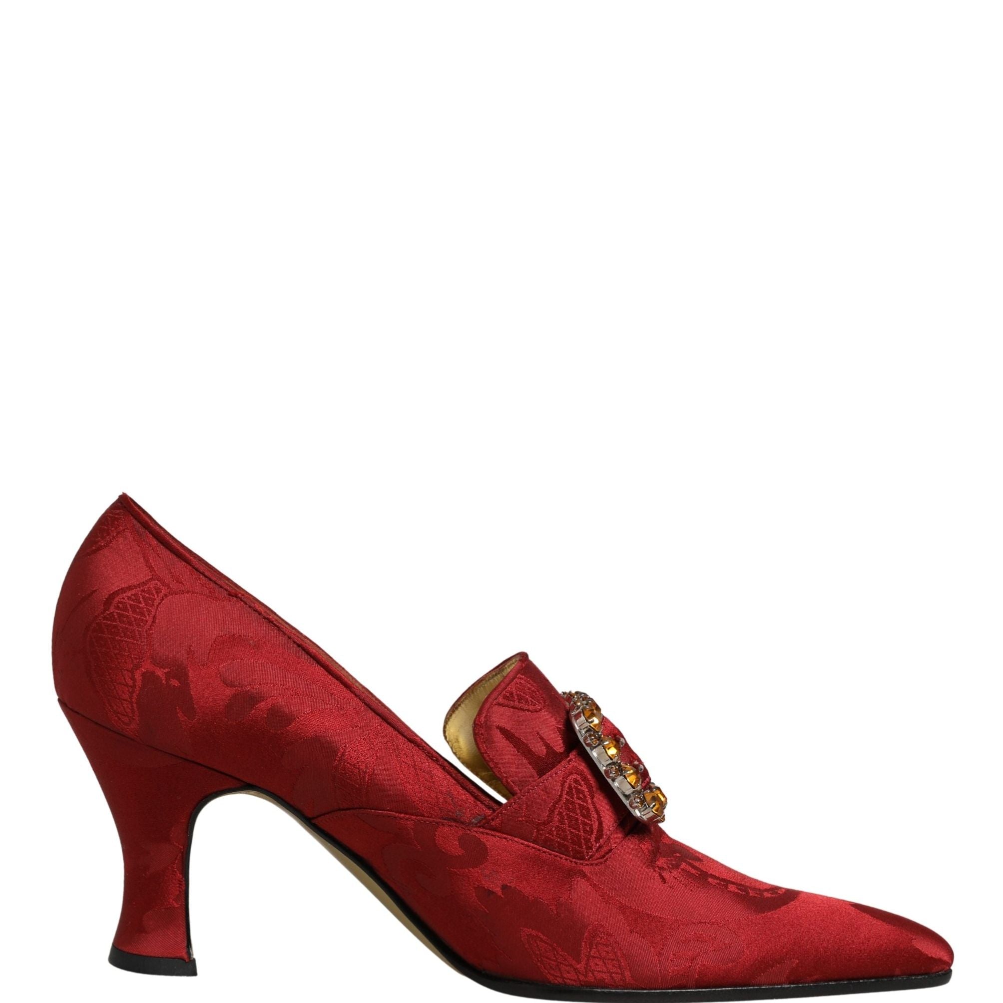 Dolce & Gabbana Red Brocade Crystal High Heel Pumps Shoes