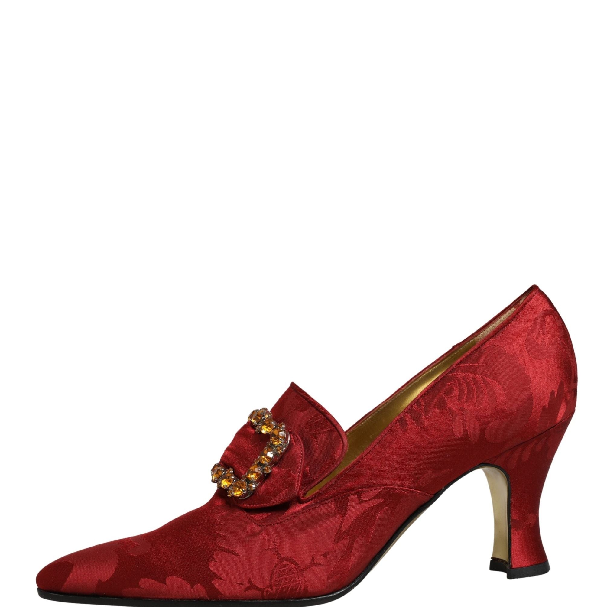 Dolce & Gabbana Red Brocade Crystal High Heel Pumps Shoes