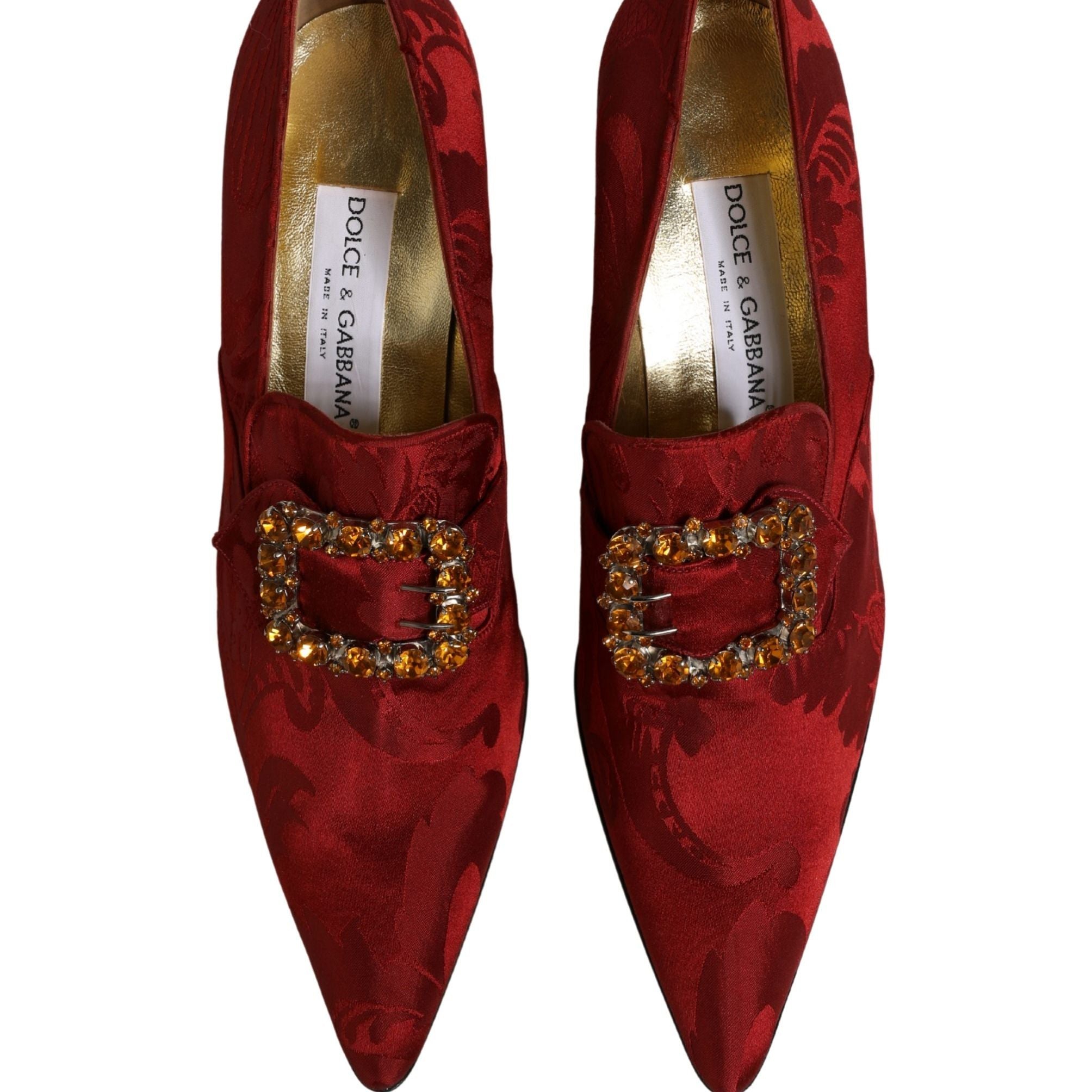 Dolce & Gabbana Red Brocade Crystal High Heel Pumps Shoes