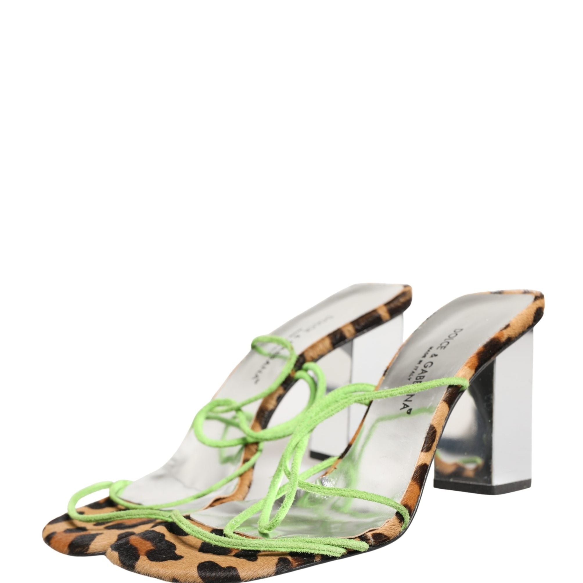 Dolce & Gabbana Multicolor Leather Block Heels Sandals Shoes