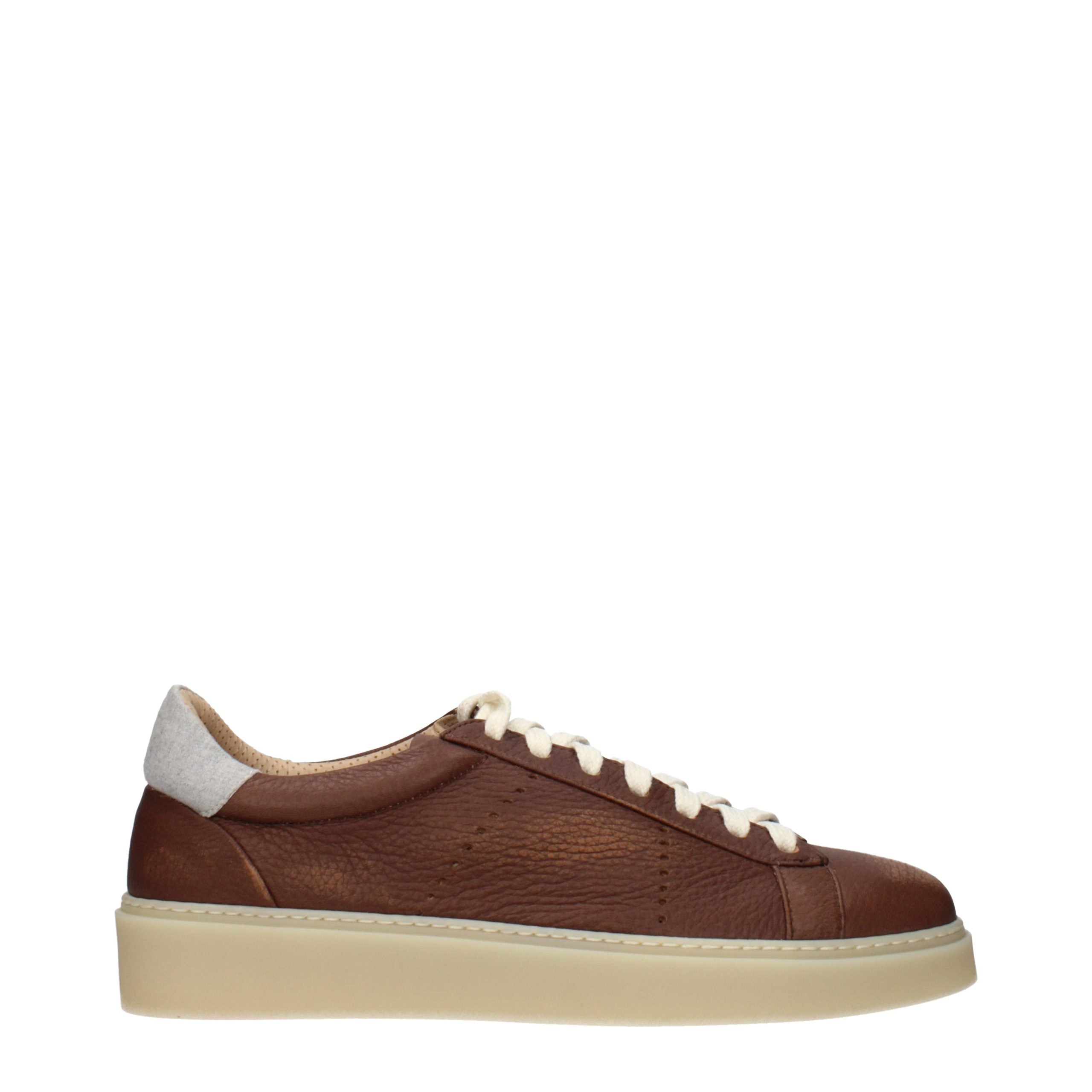Eleventy Brown Leather Low Top Sneakers