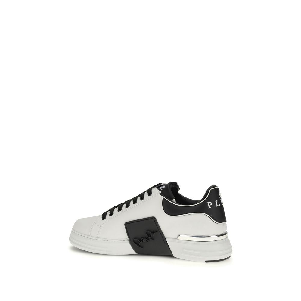 Philipp Plein White Calf Leather Bos Taurus Low Top Sneakers