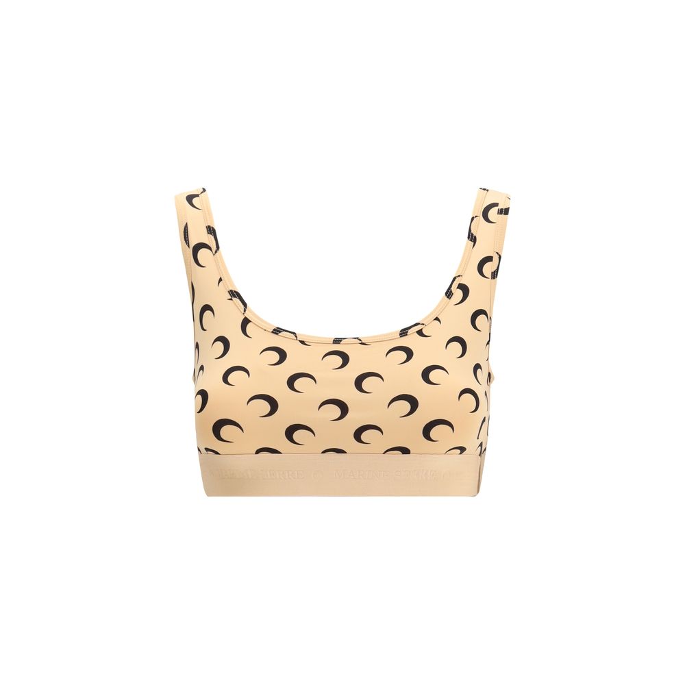 Marine Serre Beige Polyamide Sport Bra