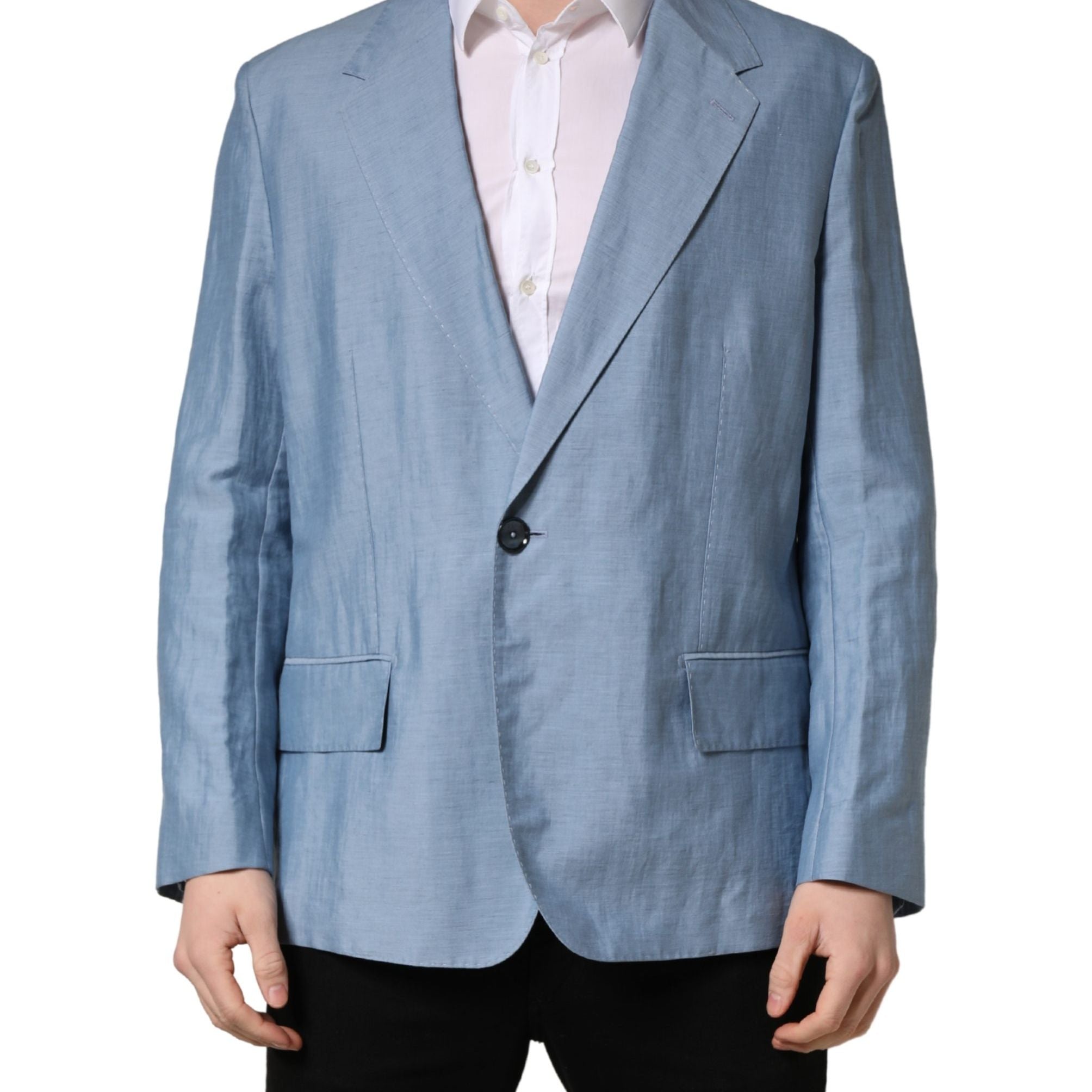 Dolce & Gabbana Light Blue Single Breasted Men Jacket Blazer