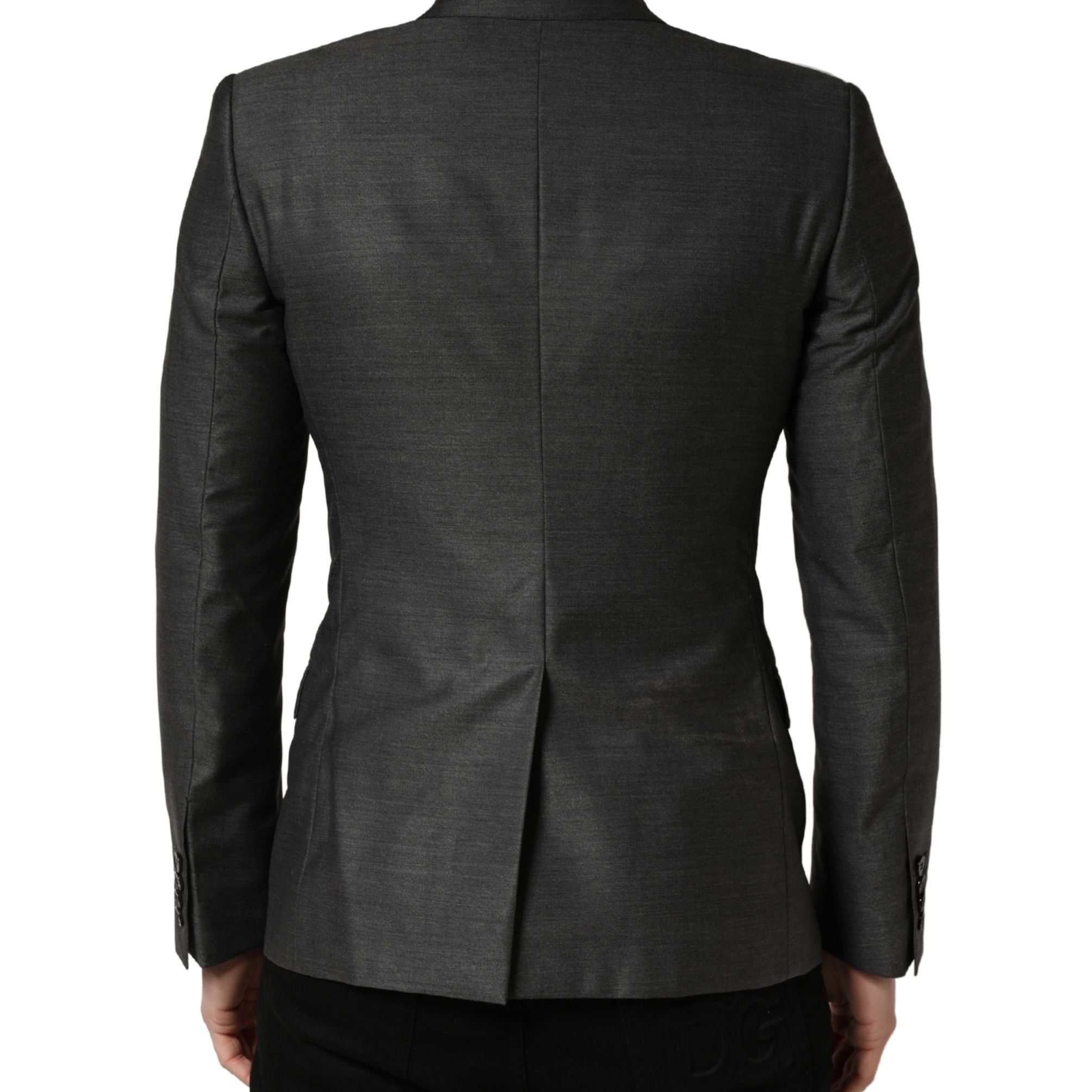 Dolce & Gabbana Dark Gray Wool Slim Fit Coat Jacket Blazer