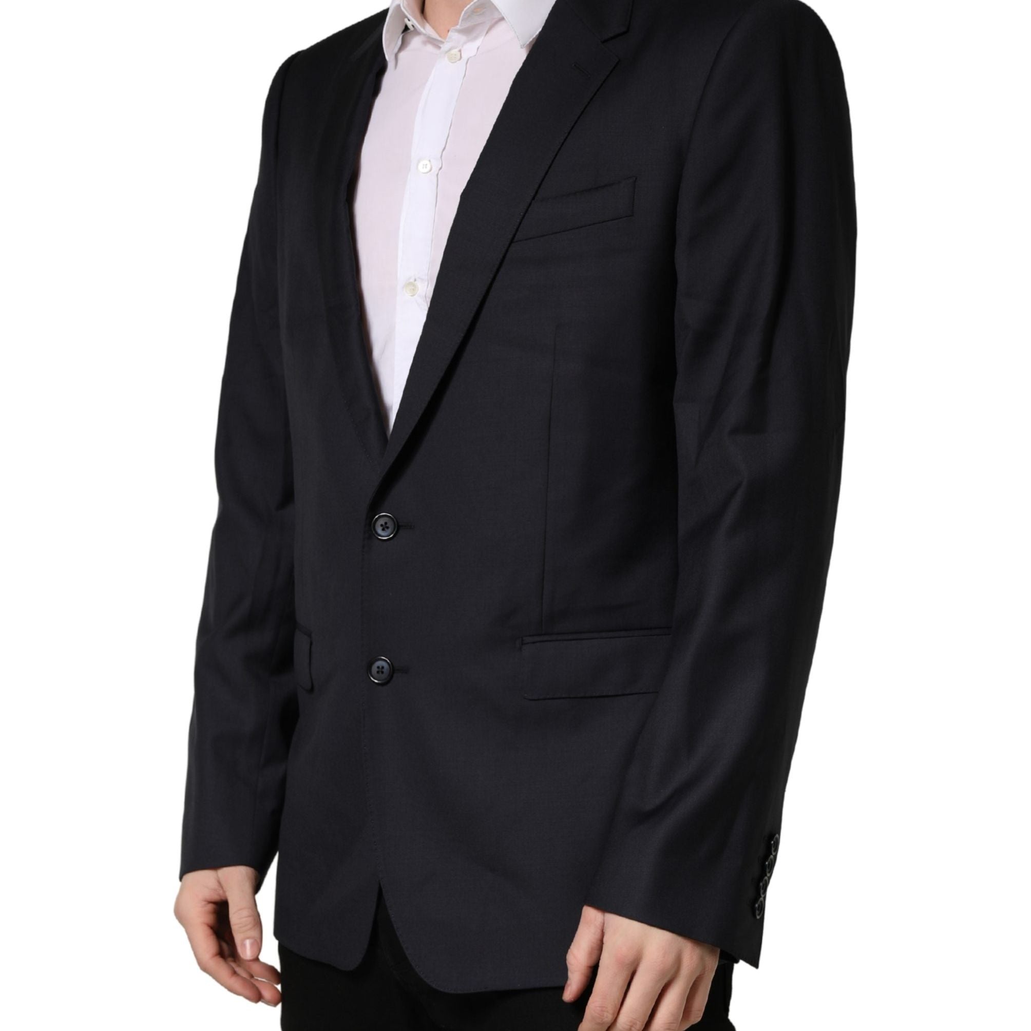 Dolce & Gabbana Black Wool Slim Fit Coat Men Jacket Blazer