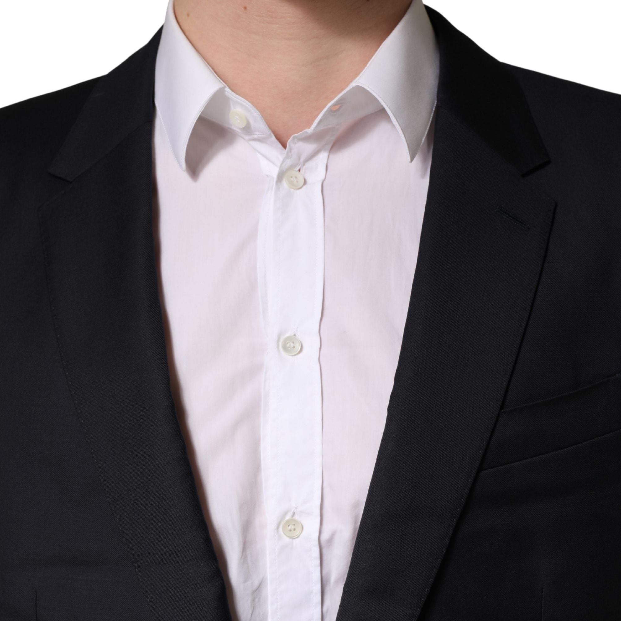 Dolce & Gabbana Black Wool Slim Fit Coat Men Jacket Blazer