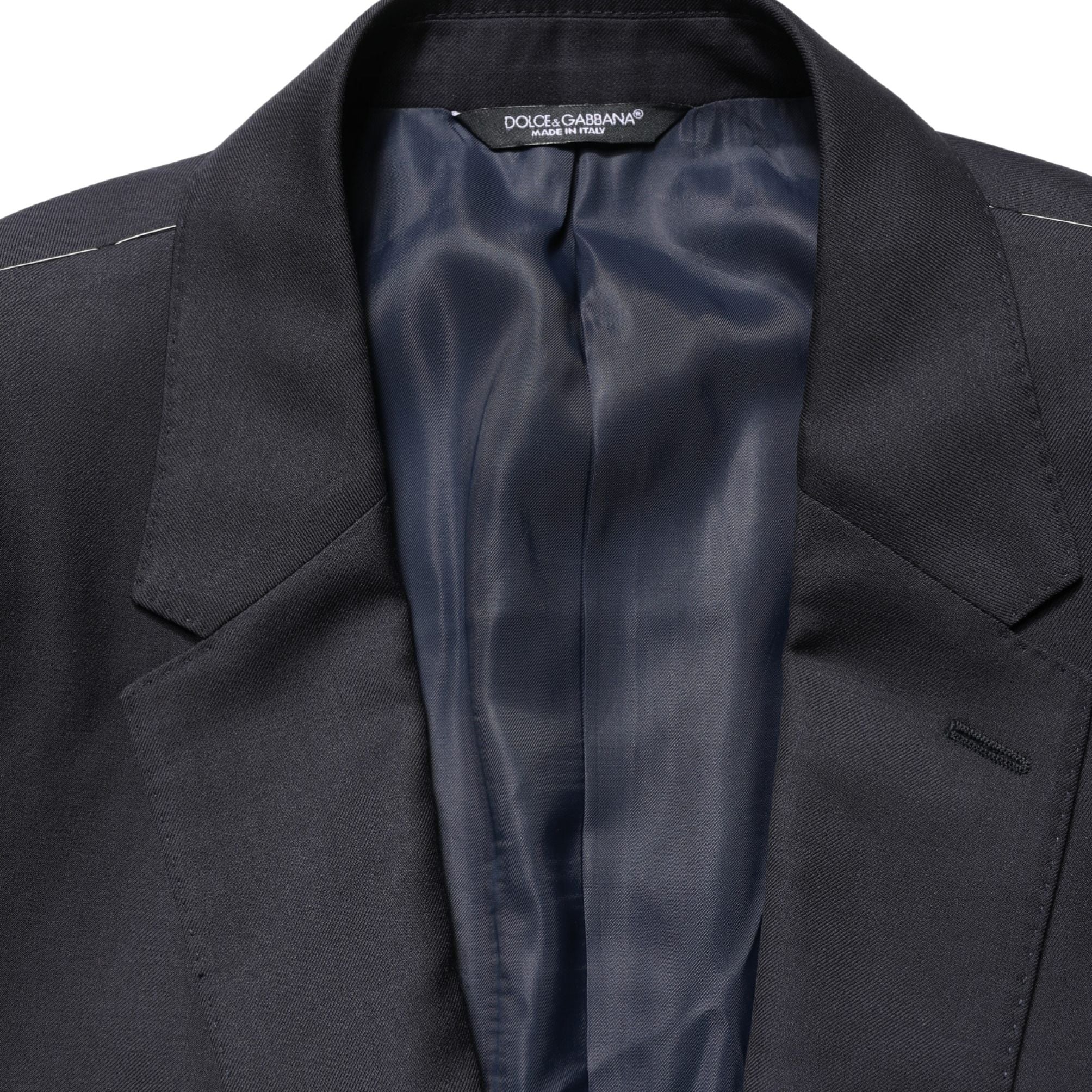 Dolce & Gabbana Black Wool Slim Fit Coat Men Jacket Blazer