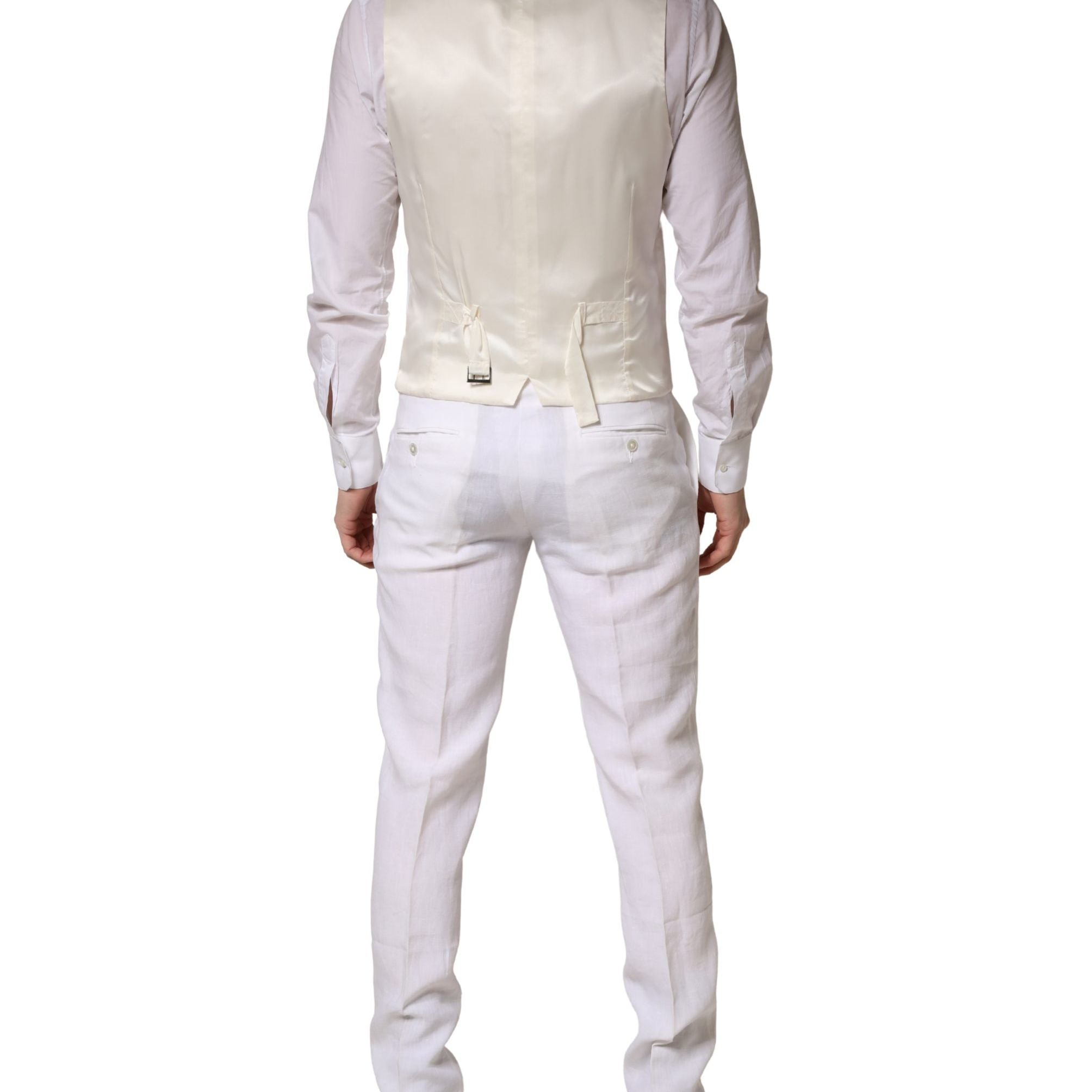 Dolce & Gabbana White SARTORIA Linen 2 Piece Men Formal Suit