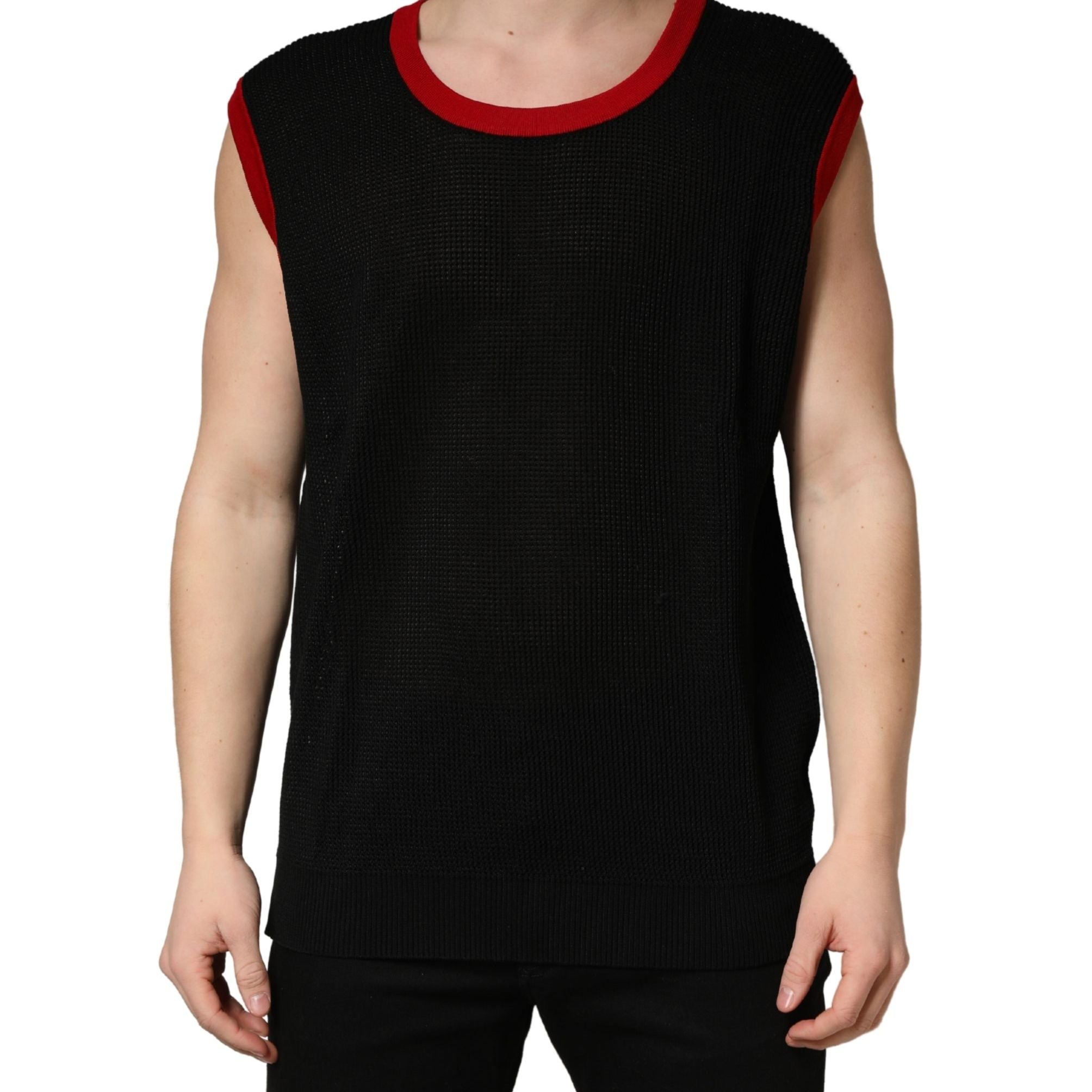 Dolce & Gabbana Black Crew Neck Sleeveless Men Knit Vest T-shirt