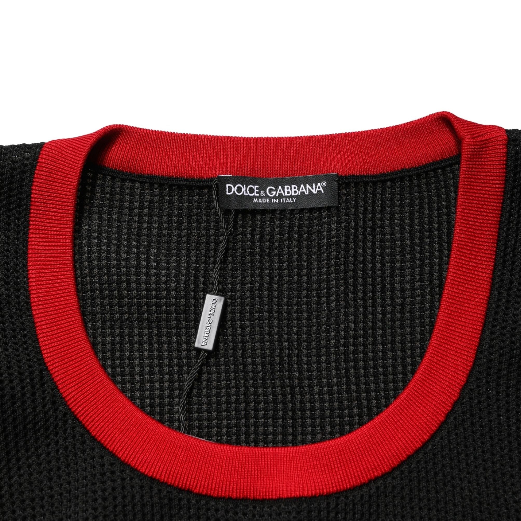 Dolce & Gabbana Black Crew Neck Sleeveless Men Knit Vest T-shirt