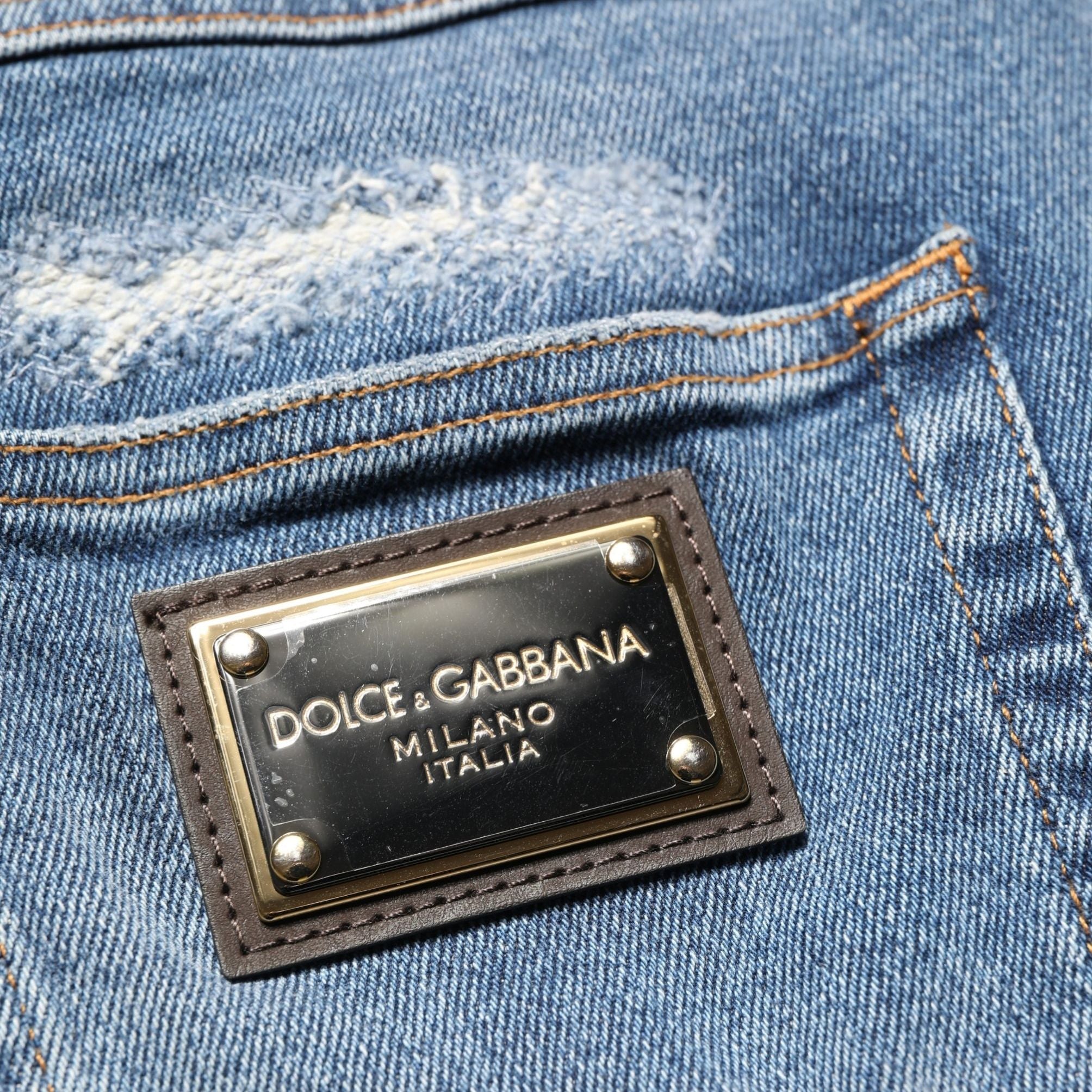 Dolce & Gabbana Blue Cotton Distressed Denim Bermuda Shorts