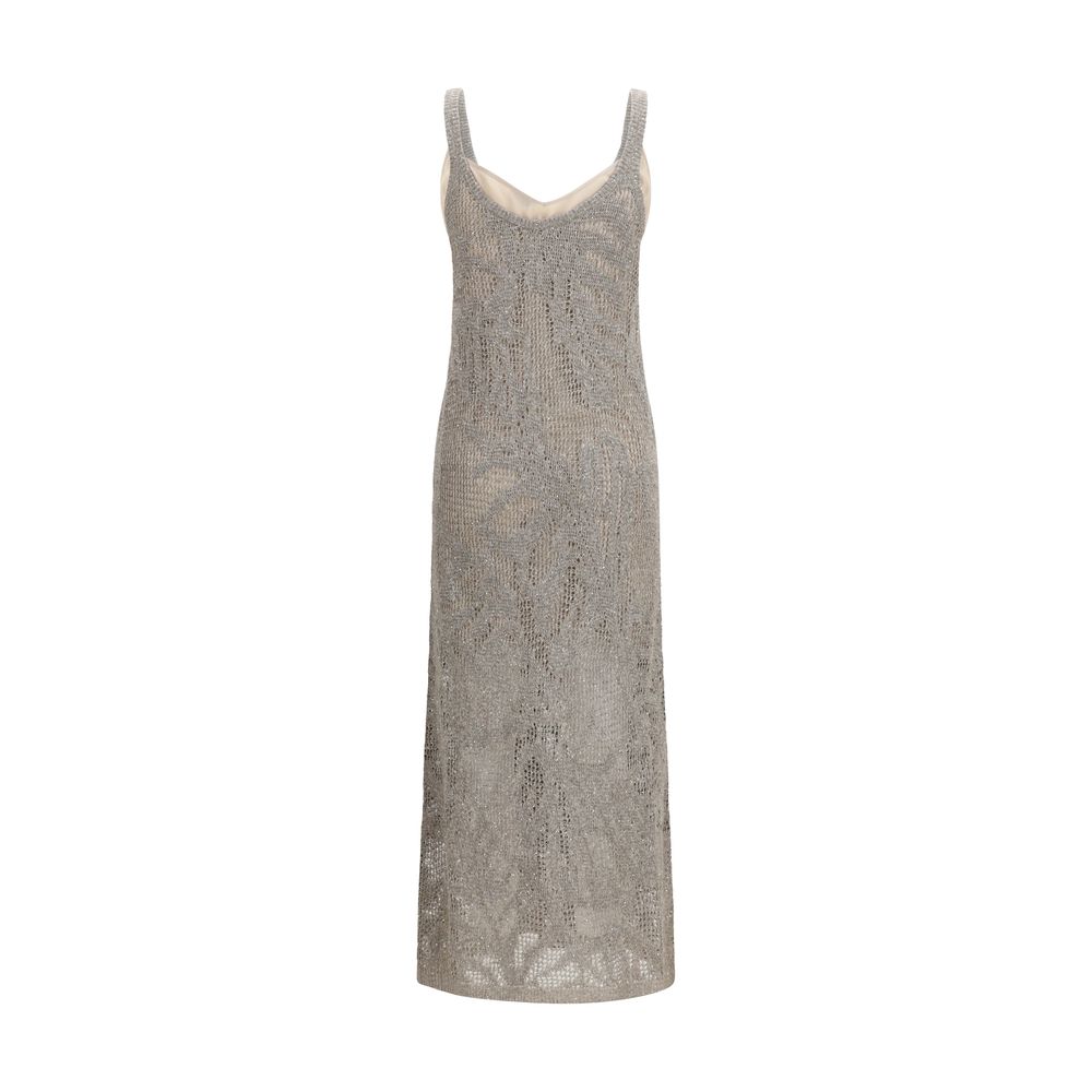 Brunello Cucinelli Gray Linen Casual Dress