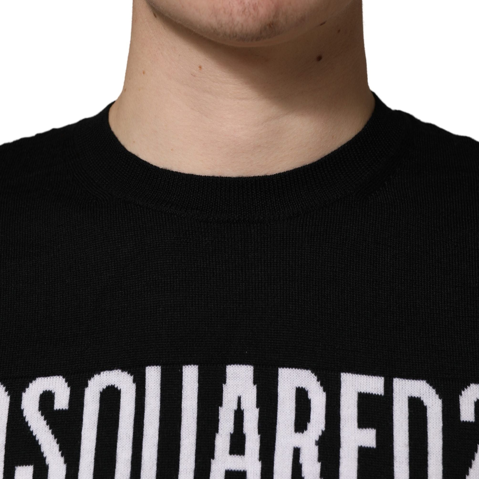 Dsquared² Black Logo Knitted Crew Neck Men Pullover Sweater