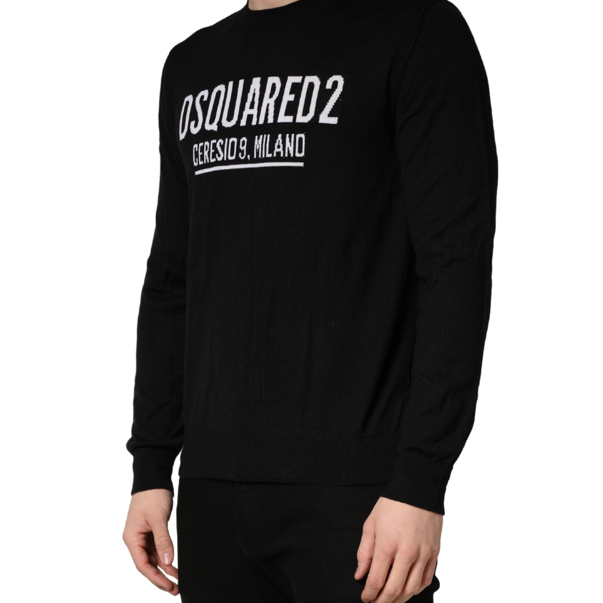 Dsquared² Black Logo Knitted Crew Neck Men Pullover Sweater