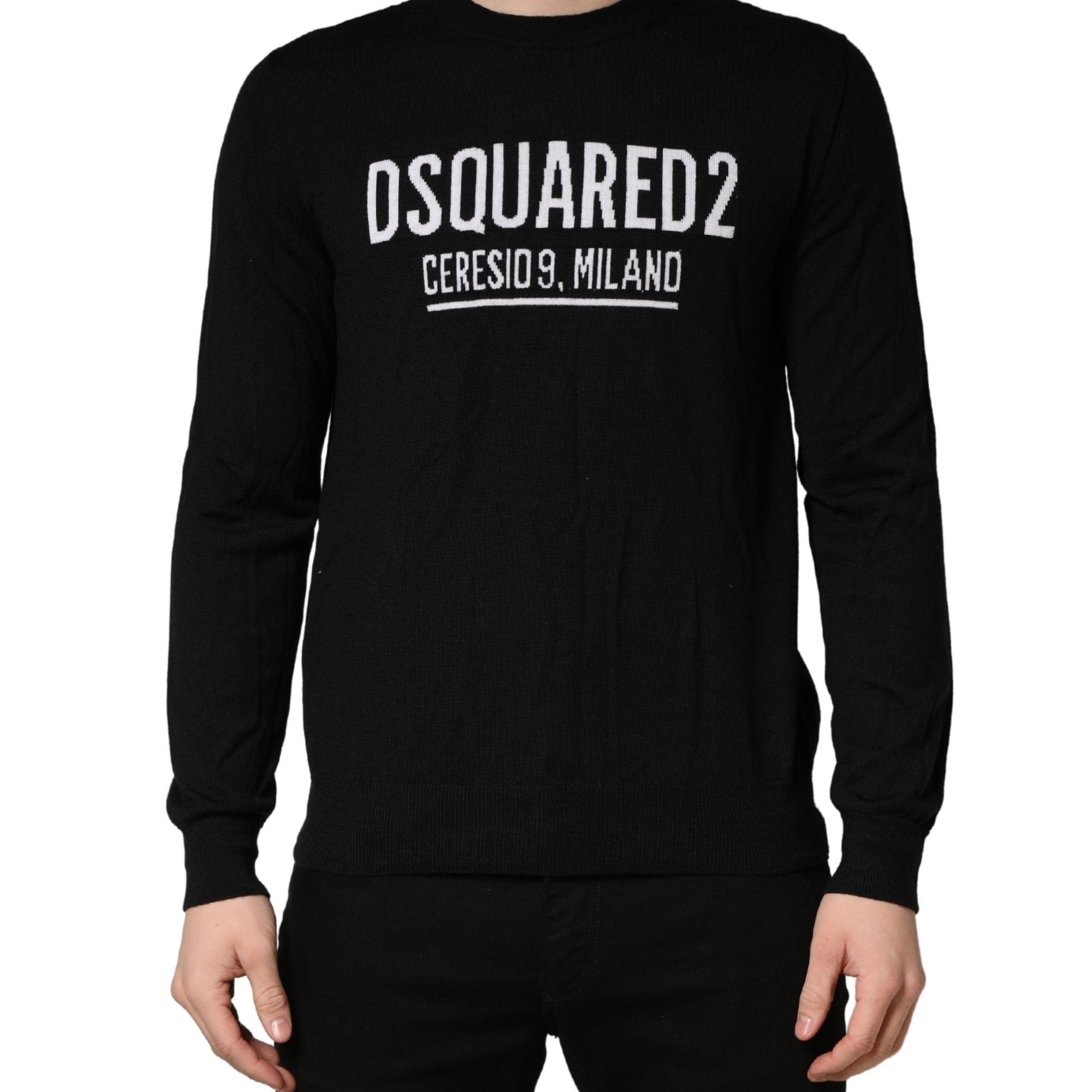 Dsquared² Black Logo Knitted Crew Neck Men Pullover Sweater