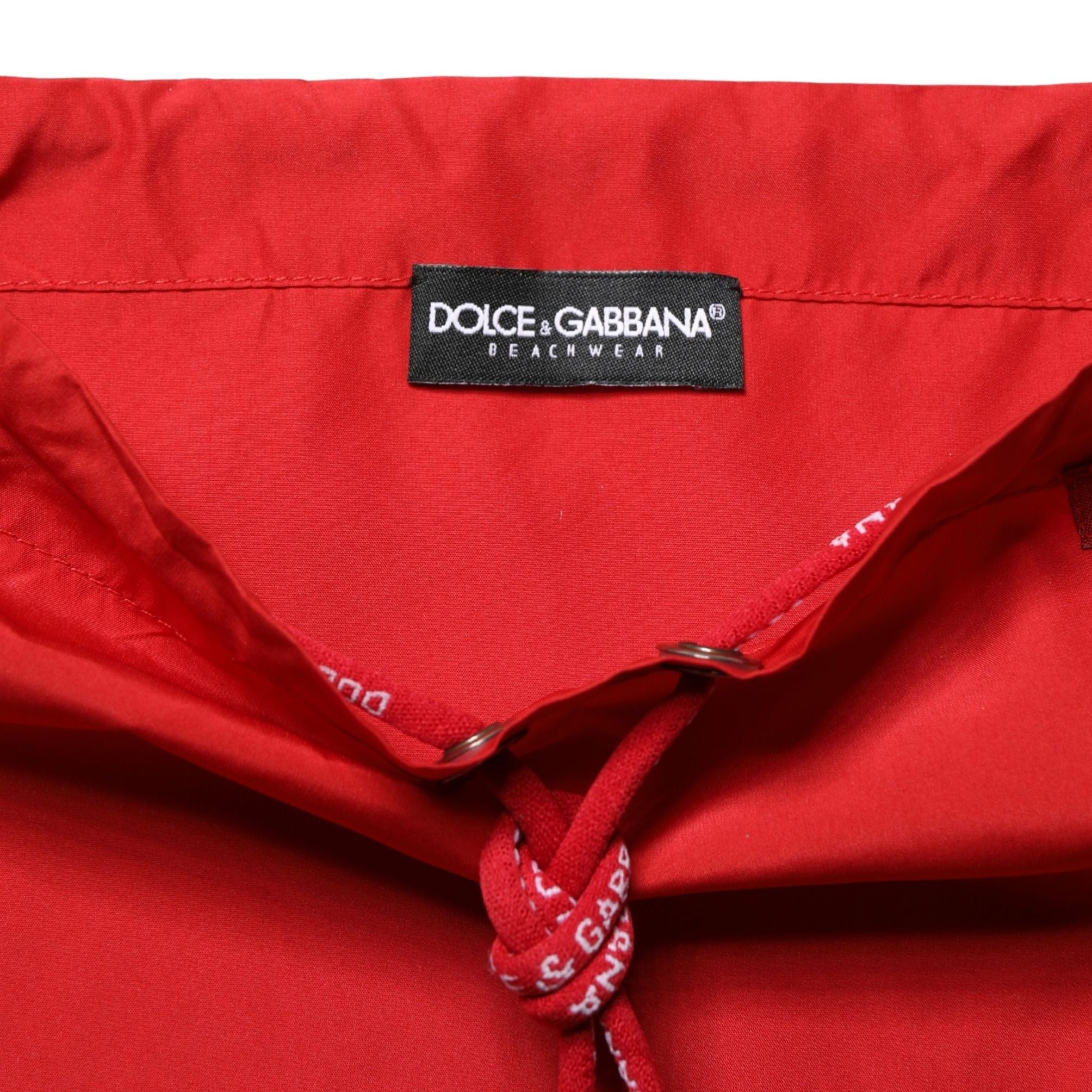 Dolce & Gabbana Red Polyester Men Drawstring Shorts Swimwear