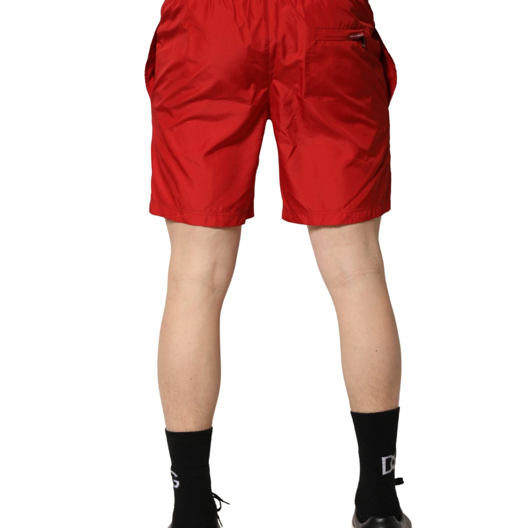 Dolce & Gabbana Red Polyester Men Drawstring Shorts Swimwear
