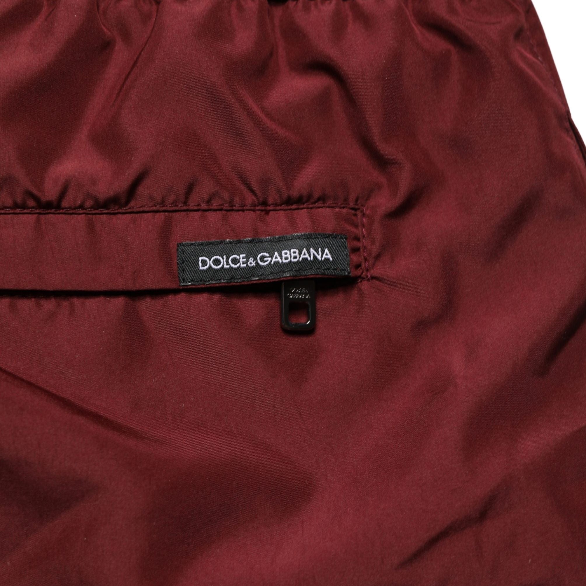 Dolce & Gabbana Maroon Polyester Drawstring Shorts Swimwear