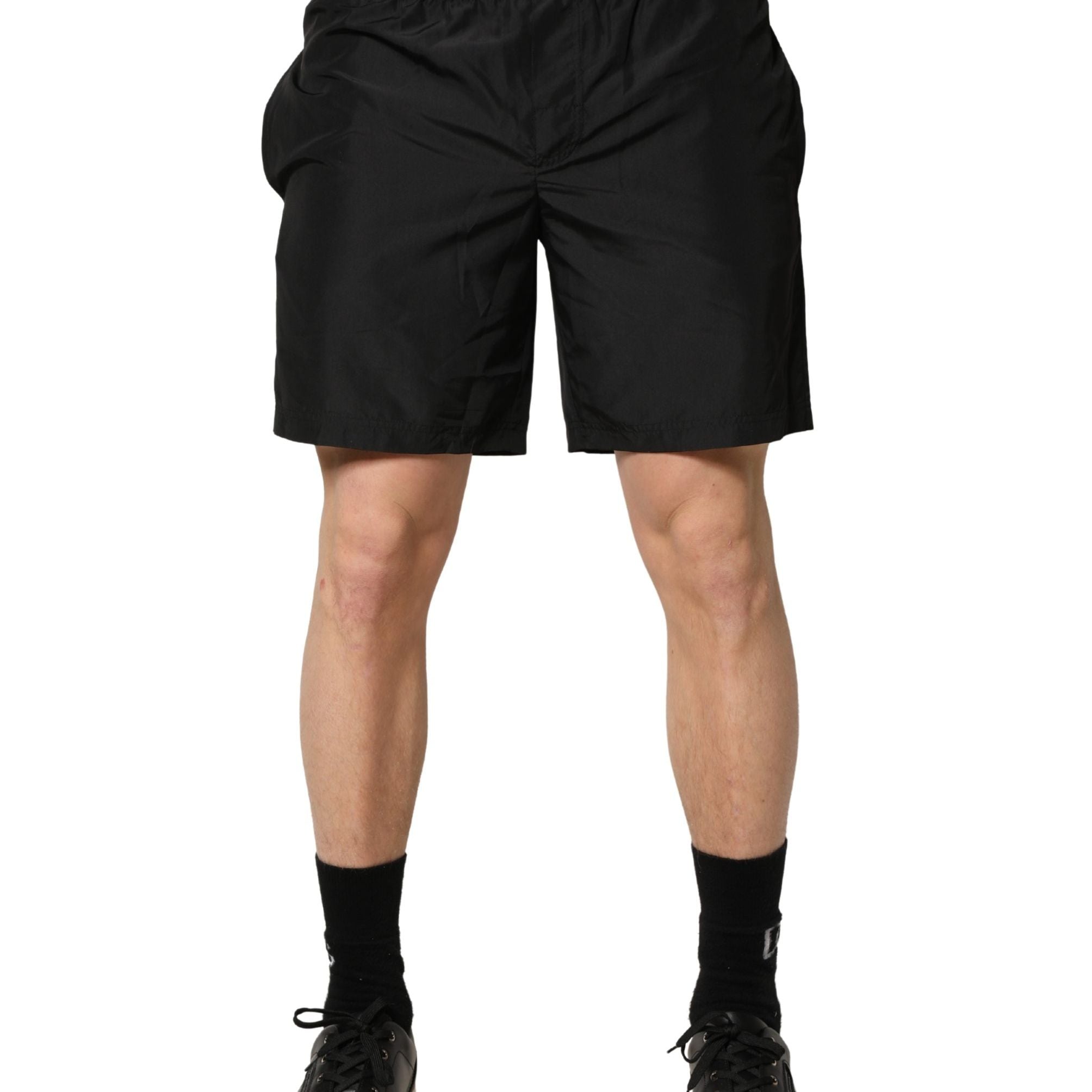 Dolce & Gabbana Black Polyester Elastic Waist Shorts Swimwear