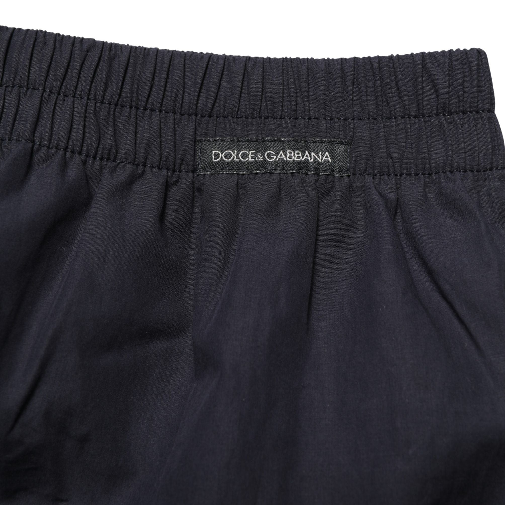 Dolce & Gabbana Black Cotton Elastic Waist Swim Shorts Swimwear