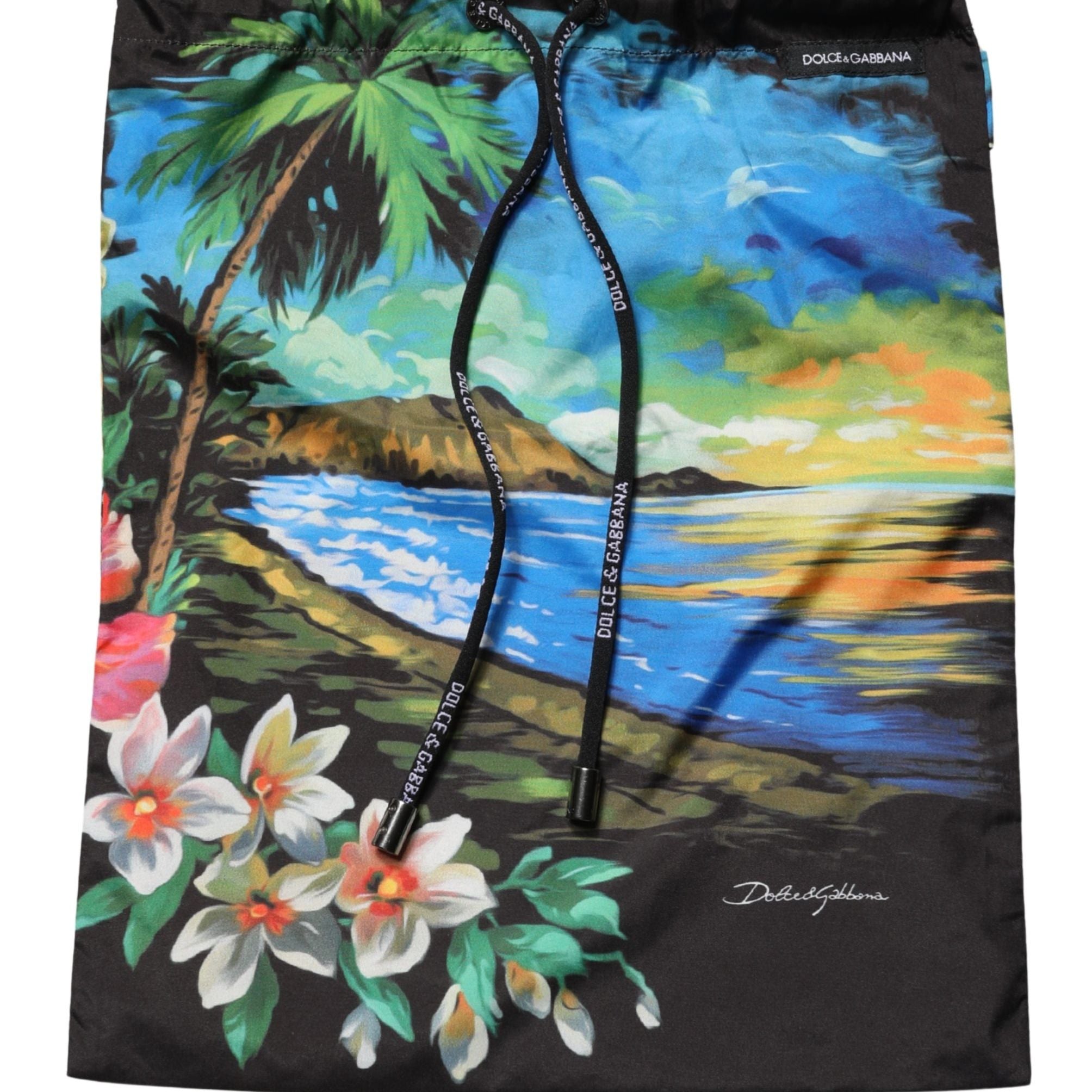 Dolce & Gabbana Black Tropical Hawaiian Trunks Shorts Swimwear