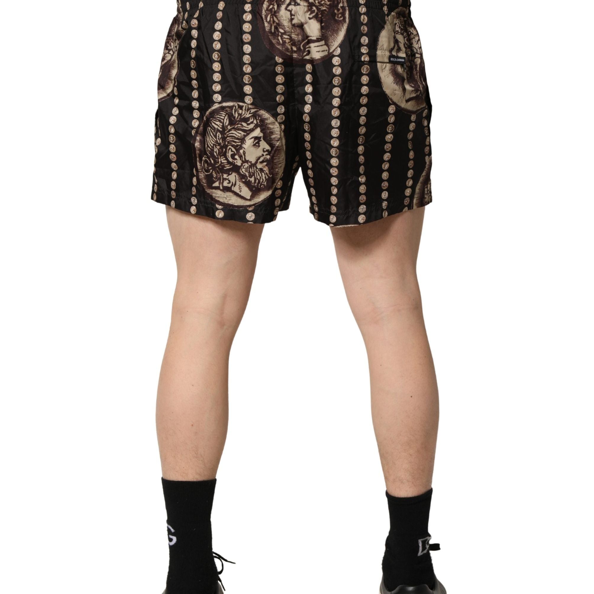 Dolce & Gabbana Black Roman Coin Print Swim Shorts Swimwear