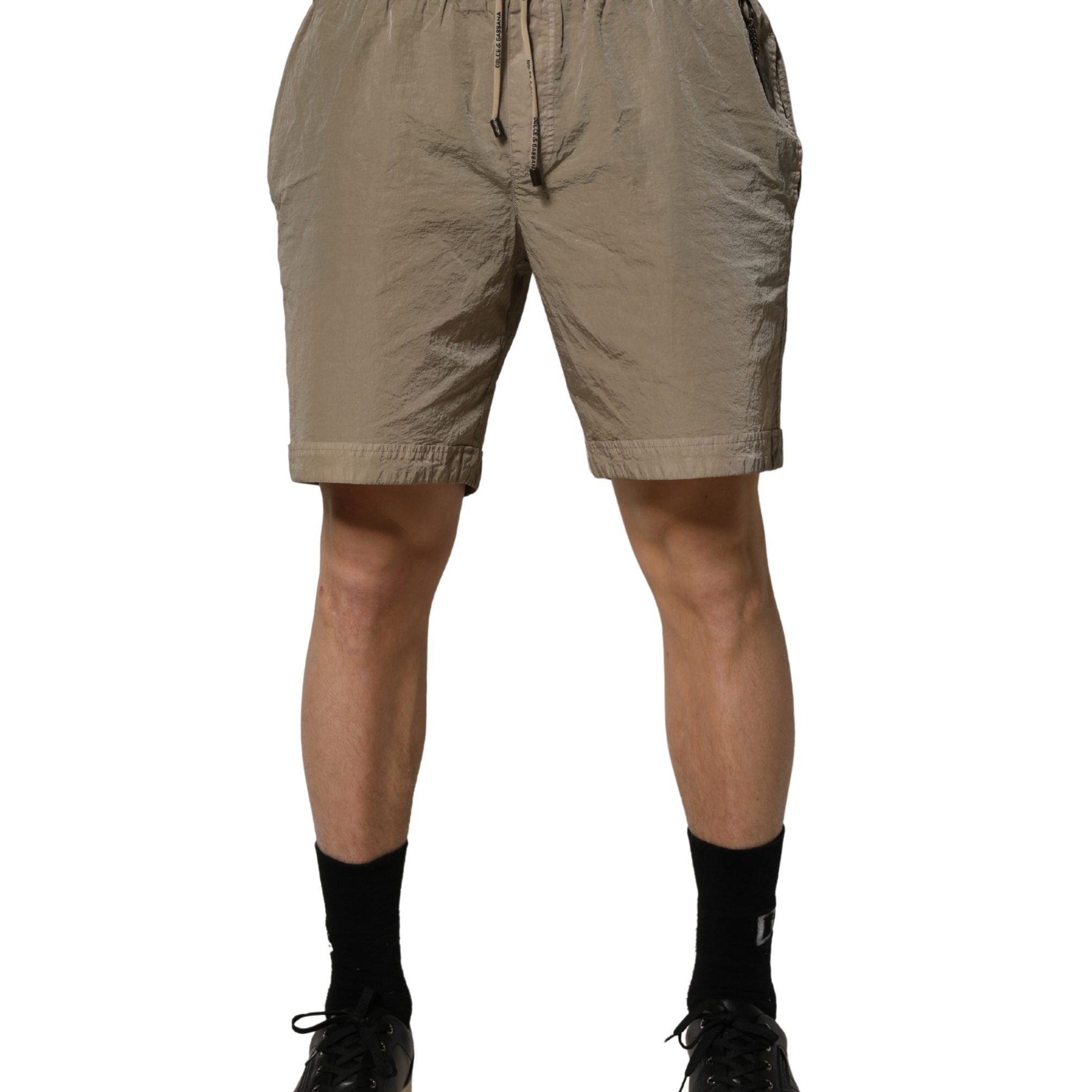 Dolce & Gabbana Brown Nylon Drawstring Swim Shorts Swimwear